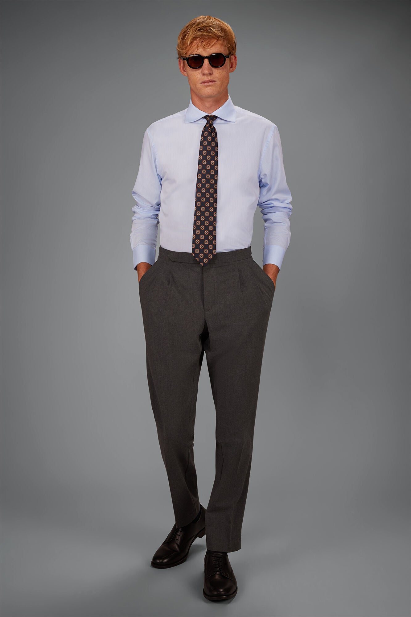 Doppelganger - Camicia classica uomo 100% cotone collo francese tinta unita twill Doppelganger - Camicia classica uomo 100% cotone collo francese tinta unita twill
