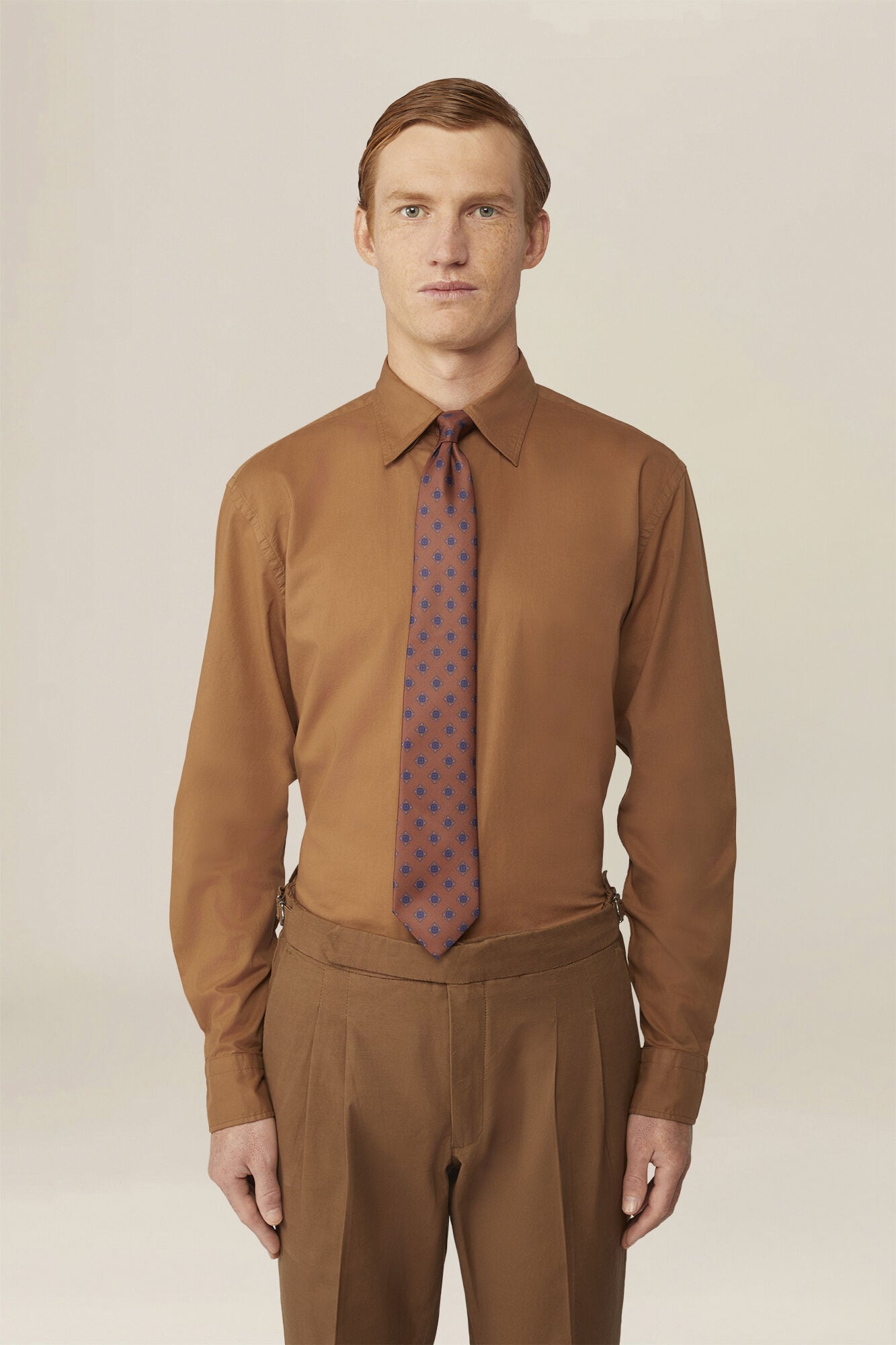 Doppelganger - Camicia uomo 100% cotone tinta unita collo button down nascosto