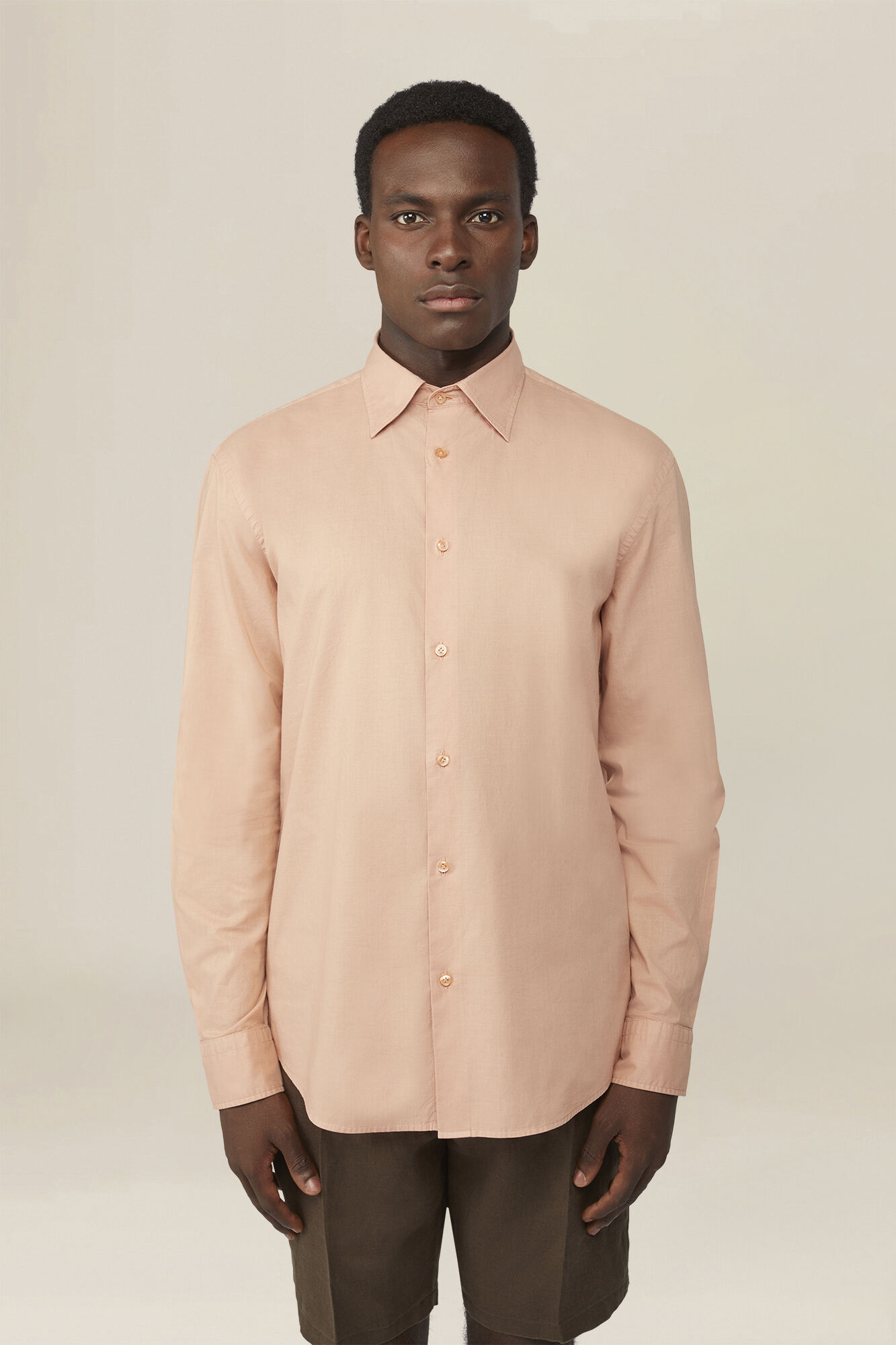 Doppelganger - Camicia uomo 100% cotone tinta unita collo button down nascosto