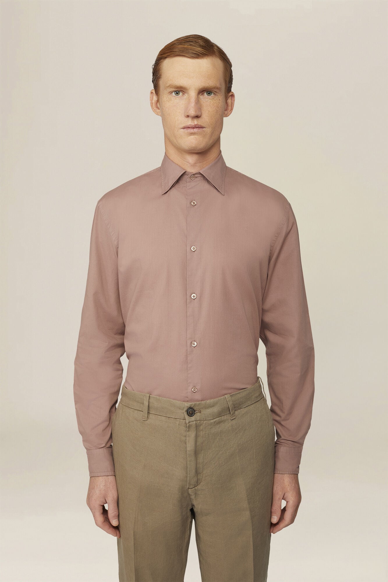 Doppelganger - Camicia uomo 100% cotone tinta unita collo button down nascosto