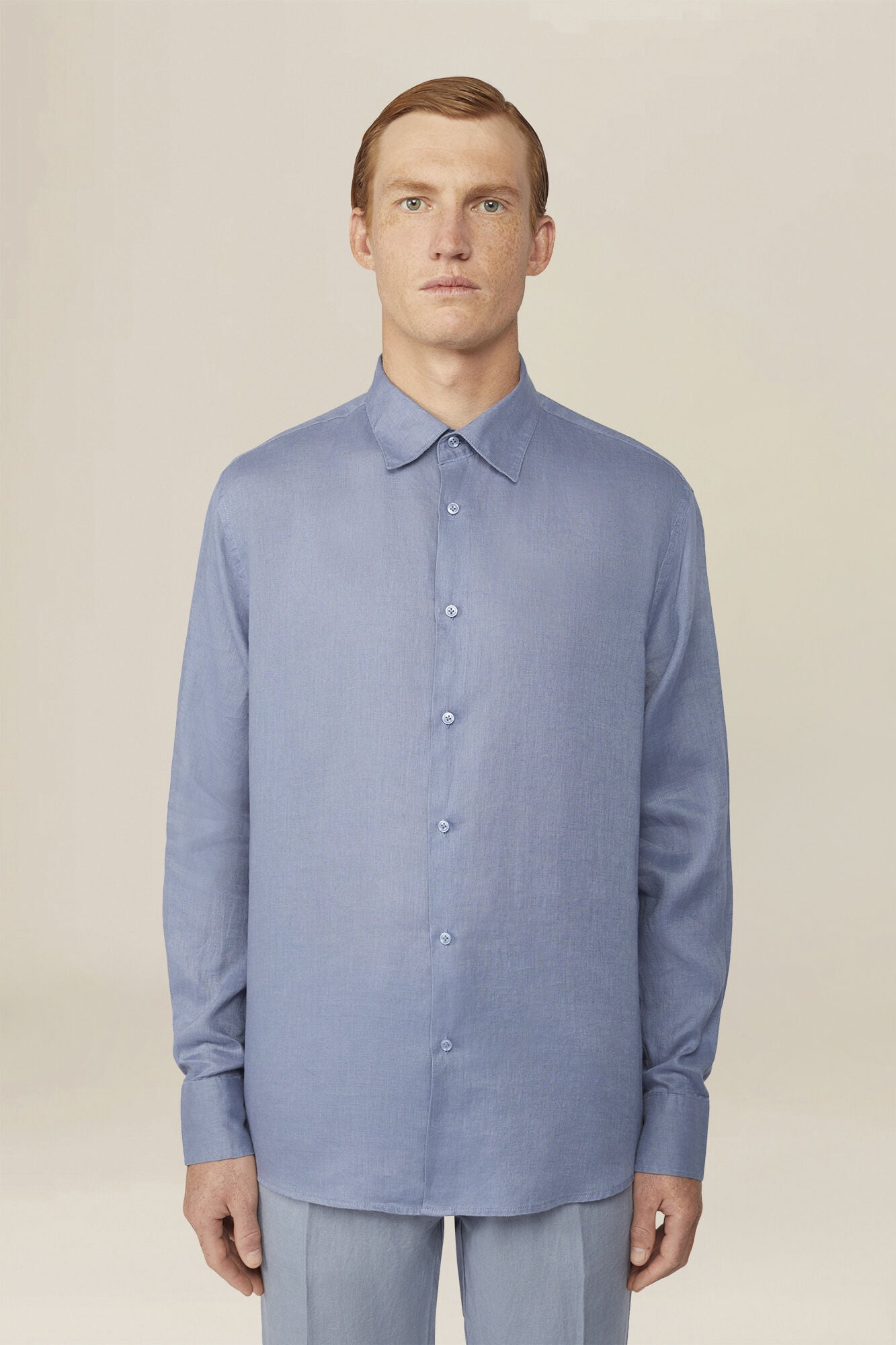 Doppelganger - Camicia uomo casual collo classico 100% lino