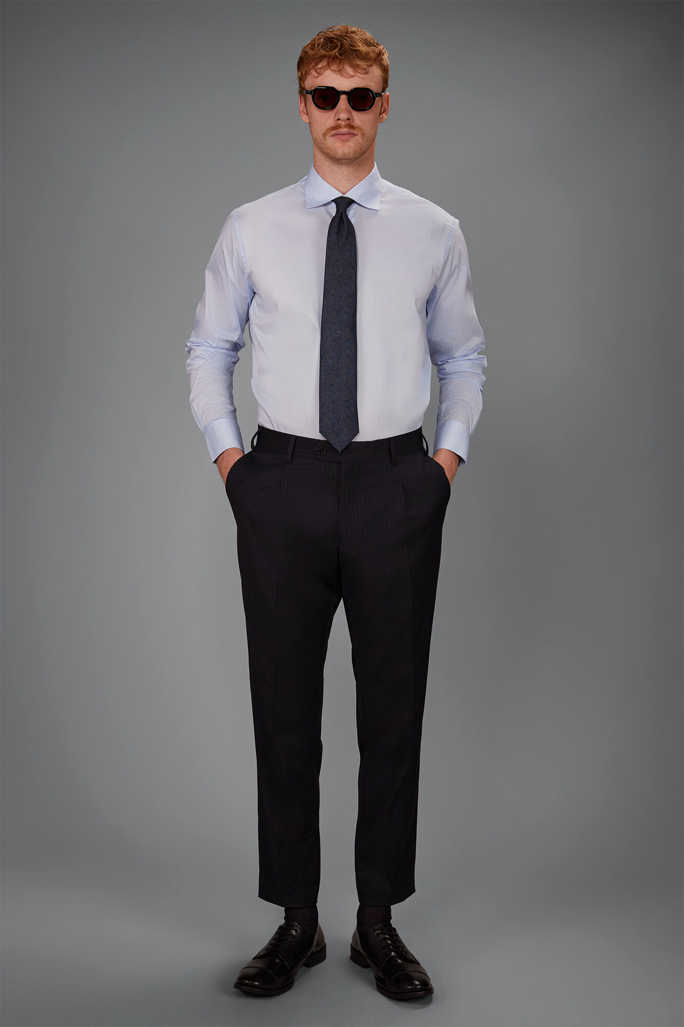 Doppelganger - Camicia uomo collo classico tessuto tecnico leggermente elasticizzato adatta ai gemelli