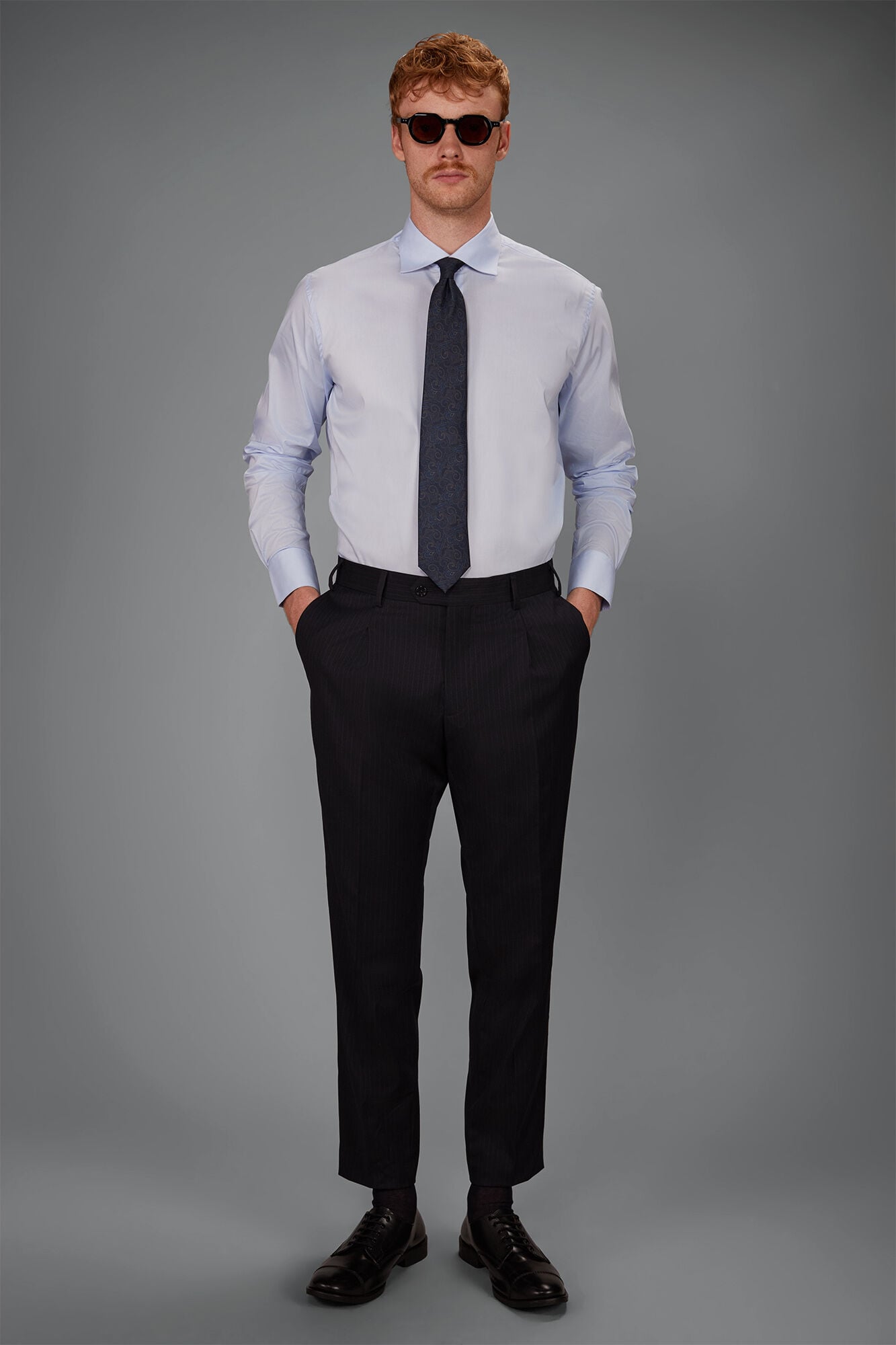 Doppelganger - Camicia uomo collo classico tessuto tecnico leggermente elasticizzato adatta ai gemelli