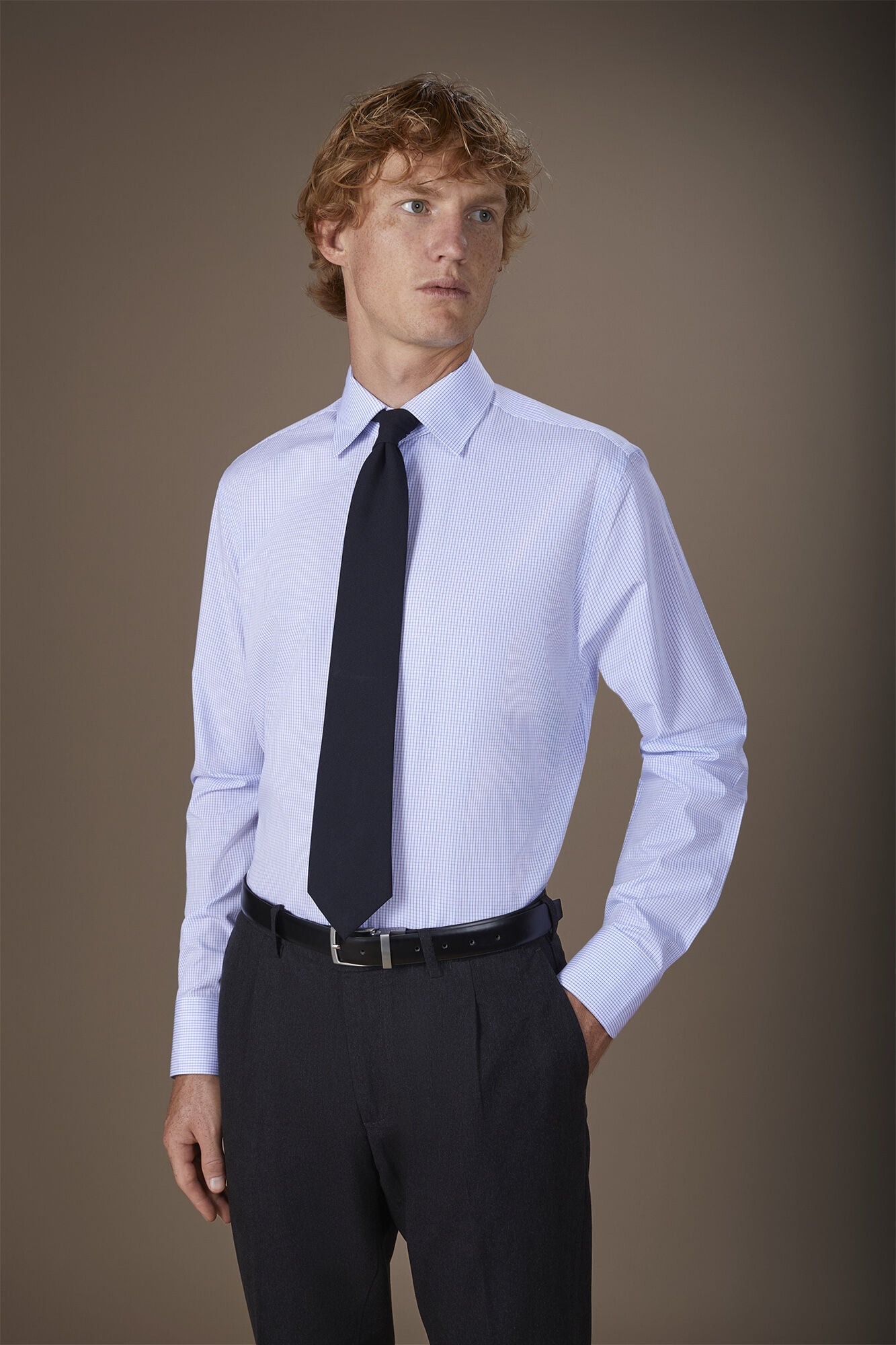 Doppelganger - Camicia uomo in 100% cotone con fantasia a quadratini