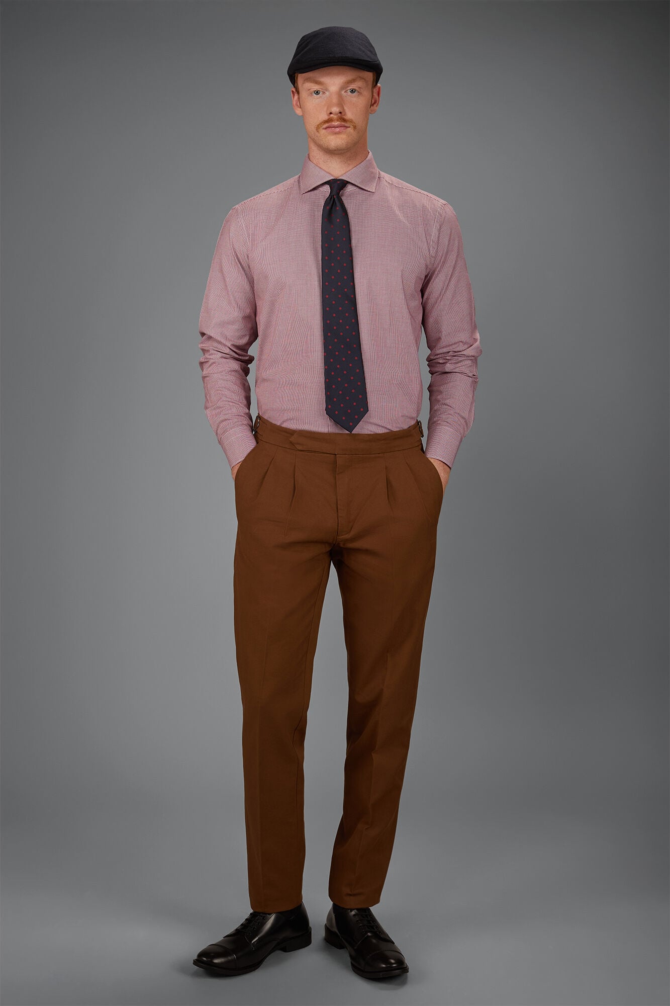 Doppelganger - Camicia uomo in 100% cotone in tinto filo piede de poule