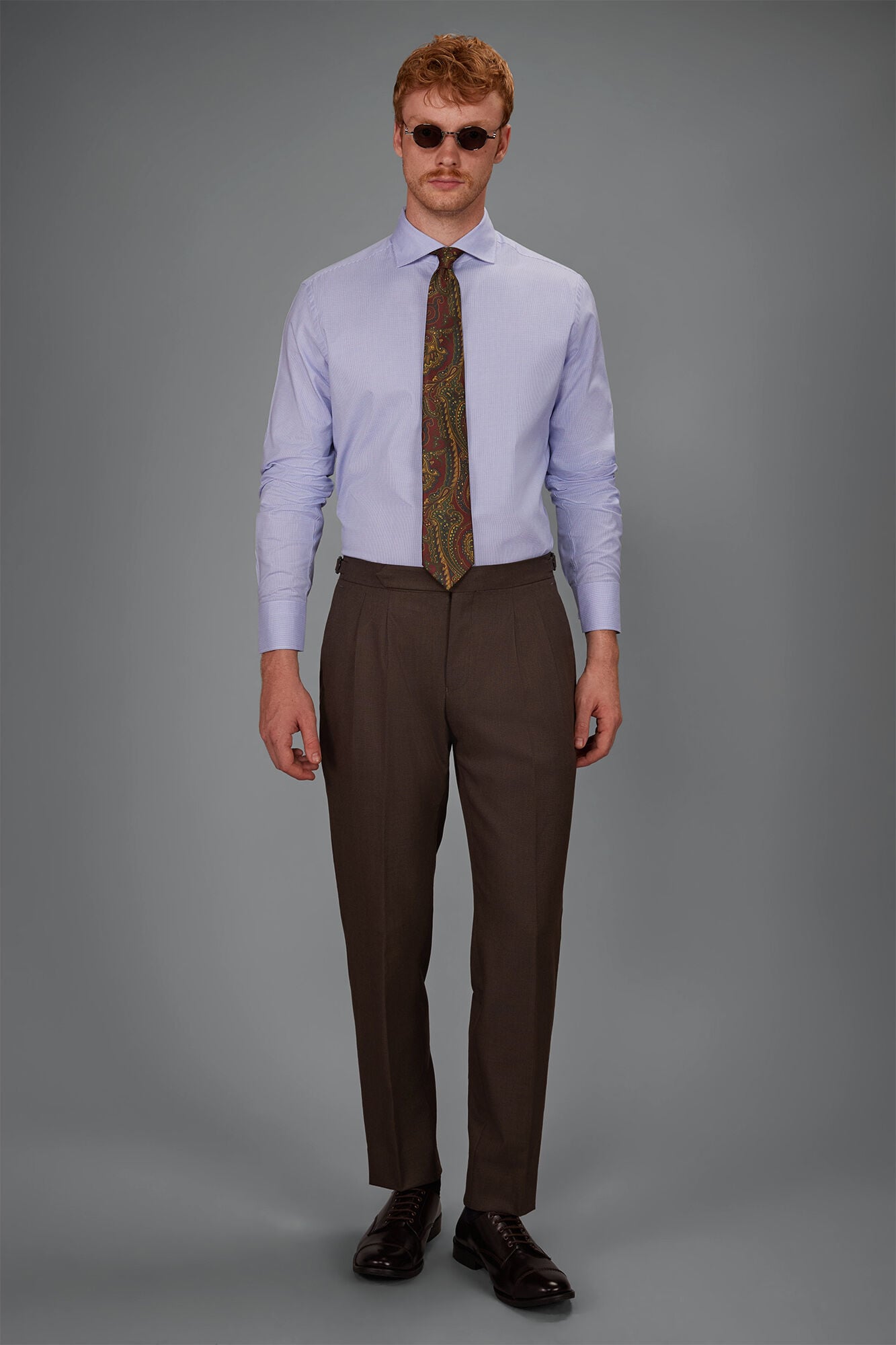 Doppelganger - Camicia uomo in 100% cotone in tinto filo piede de poule