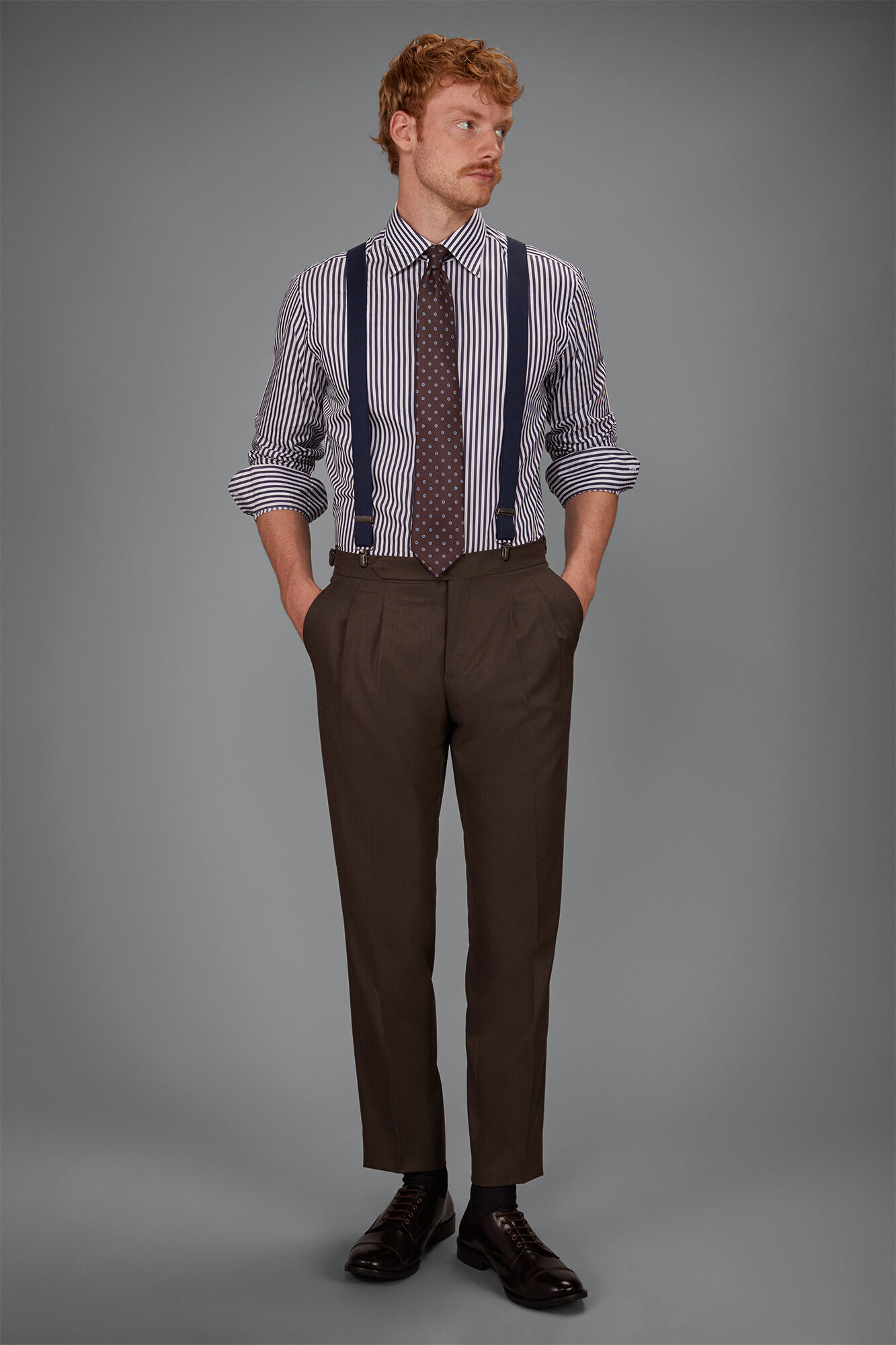 Doppelganger - Camicia uomo in 100% cotone tinto filo a righe larghe