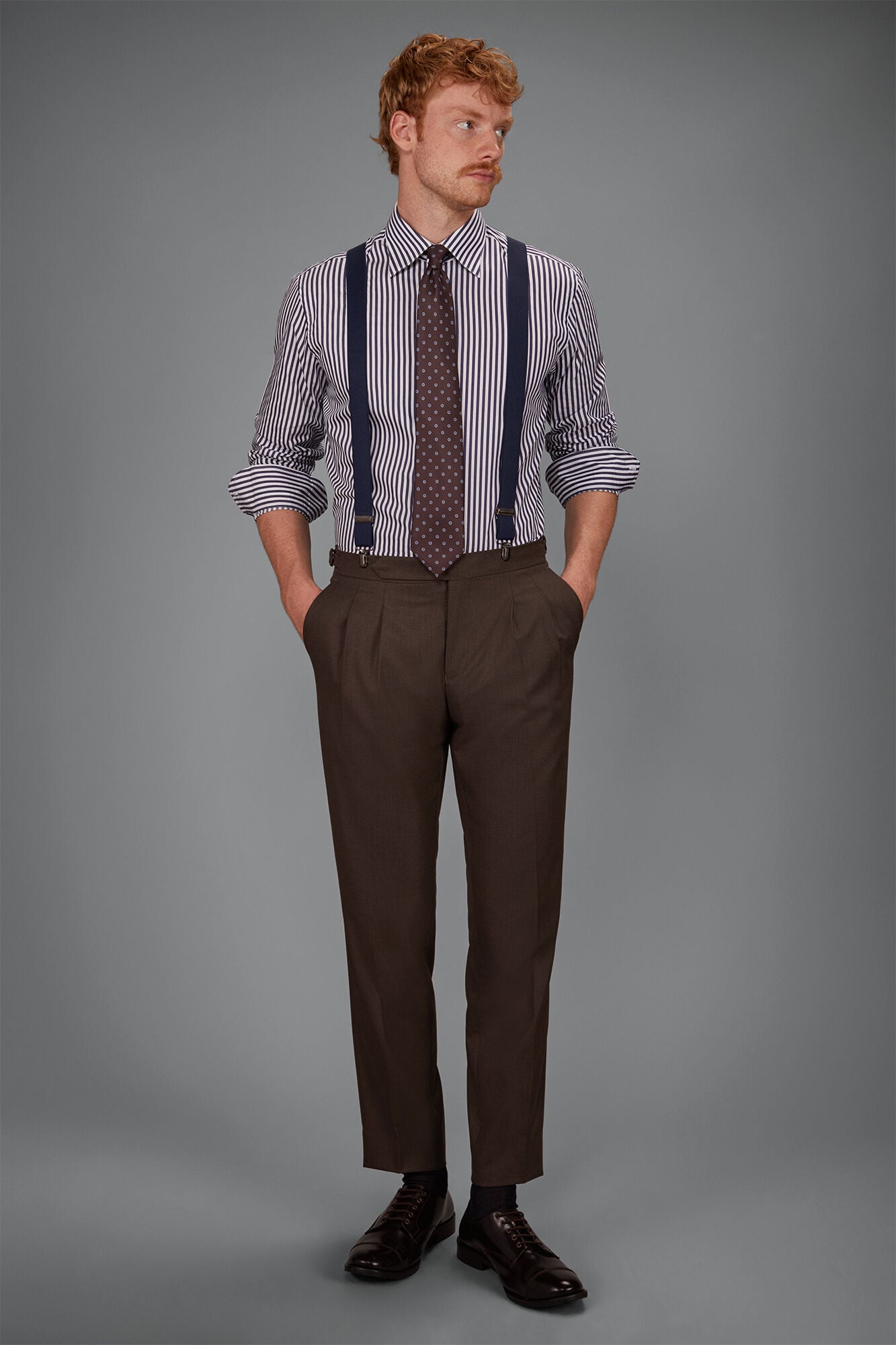 Doppelganger - Camicia uomo in 100% cotone tinto filo a righe larghe