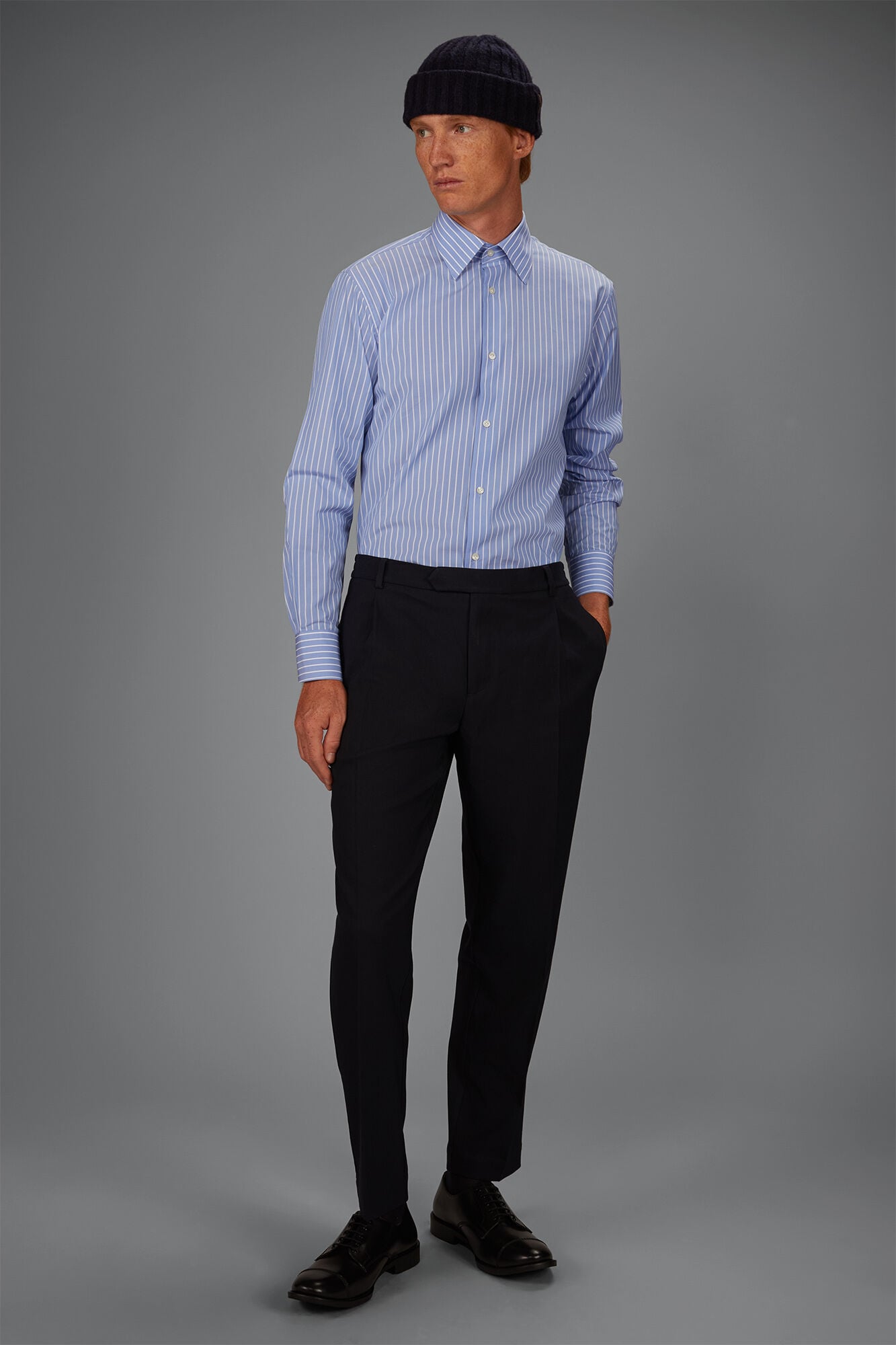 Doppelganger - Camicia uomo in 100% cotone tinto filo a righe larghe regular fit