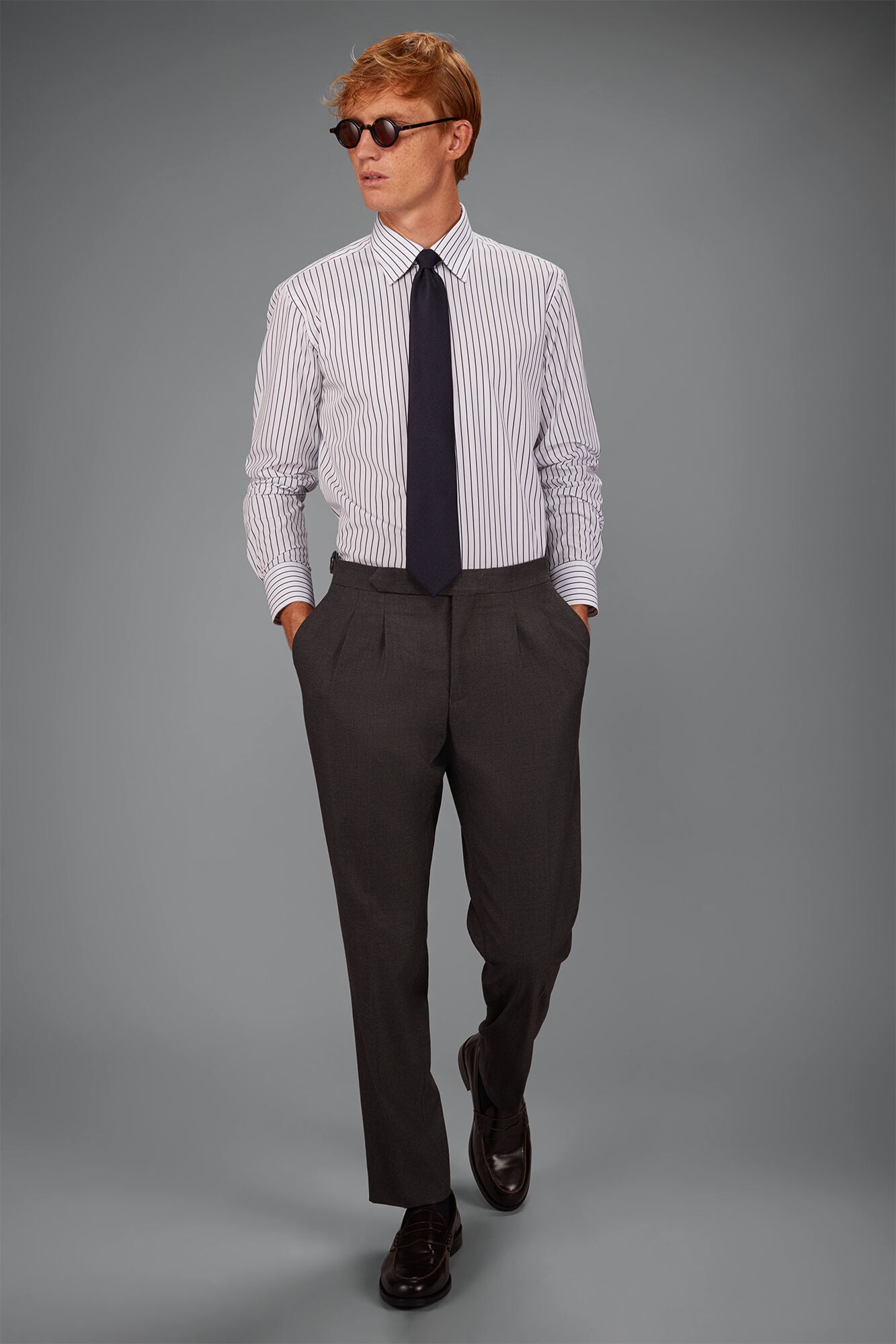 Doppelganger - Camicia uomo in 100% cotone tinto filo a righe larghe regular fit