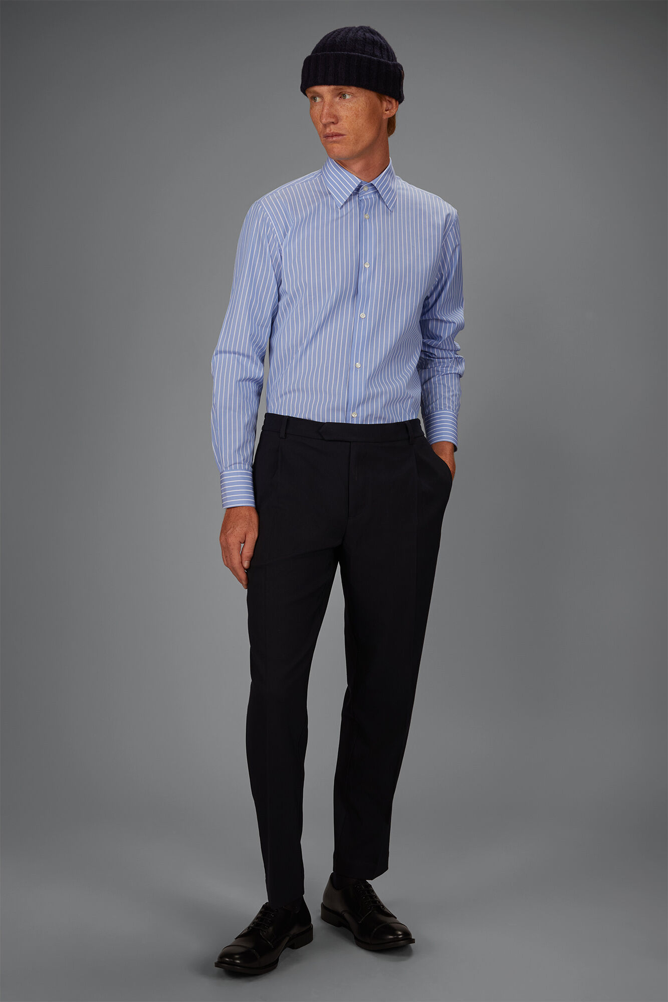 Doppelganger - Camicia uomo in 100% cotone tinto filo a righe larghe regular fit
