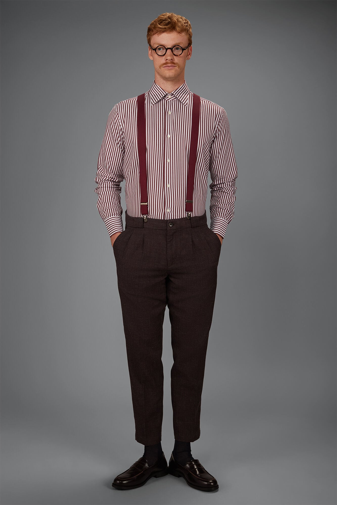 Doppelganger - Camicia uomo in 100% cotone tinto filo a righe larghe