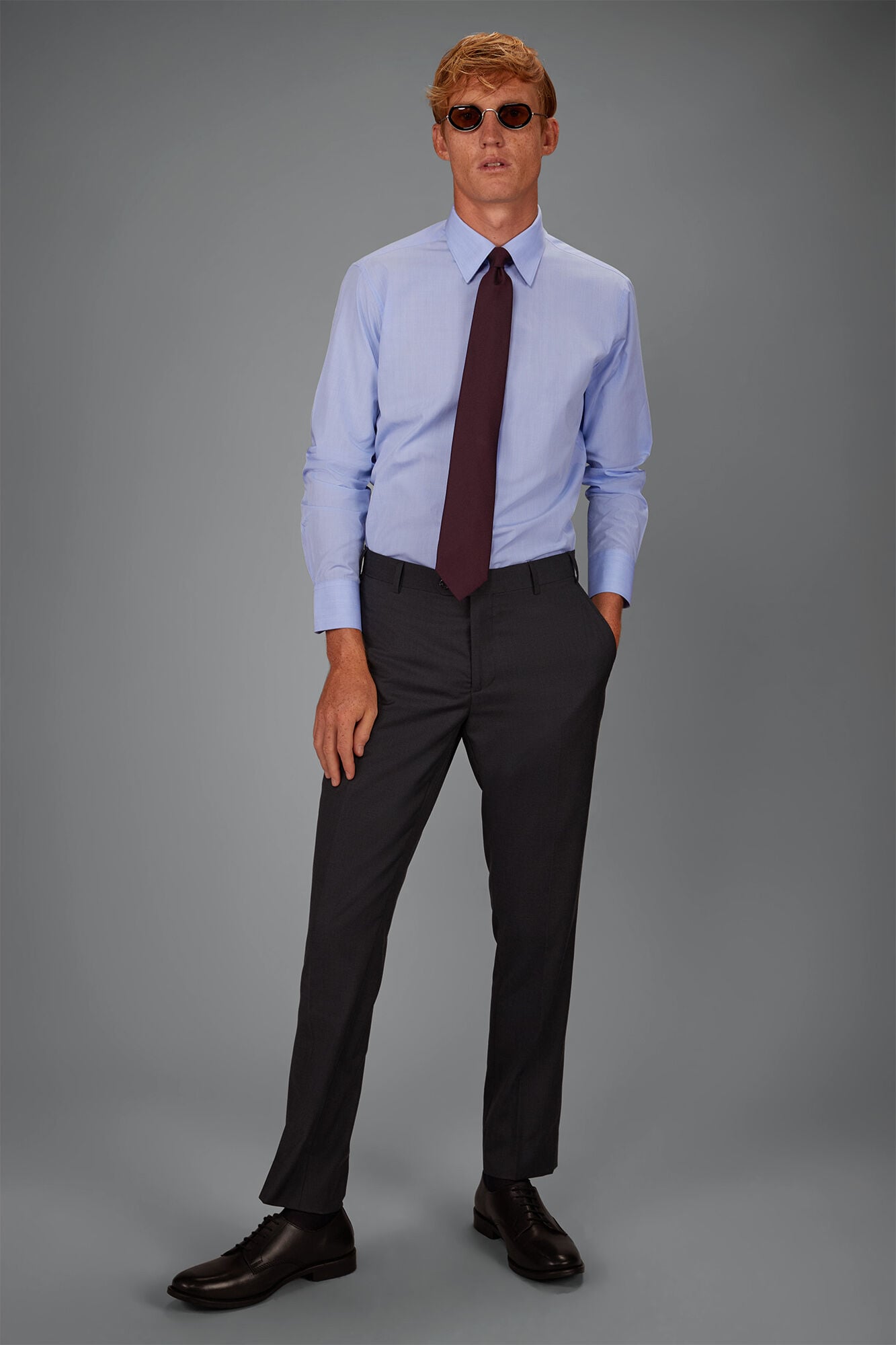 Doppelganger - Camicia uomo in 100% cotone tinto filo Principe di Galles regular fit