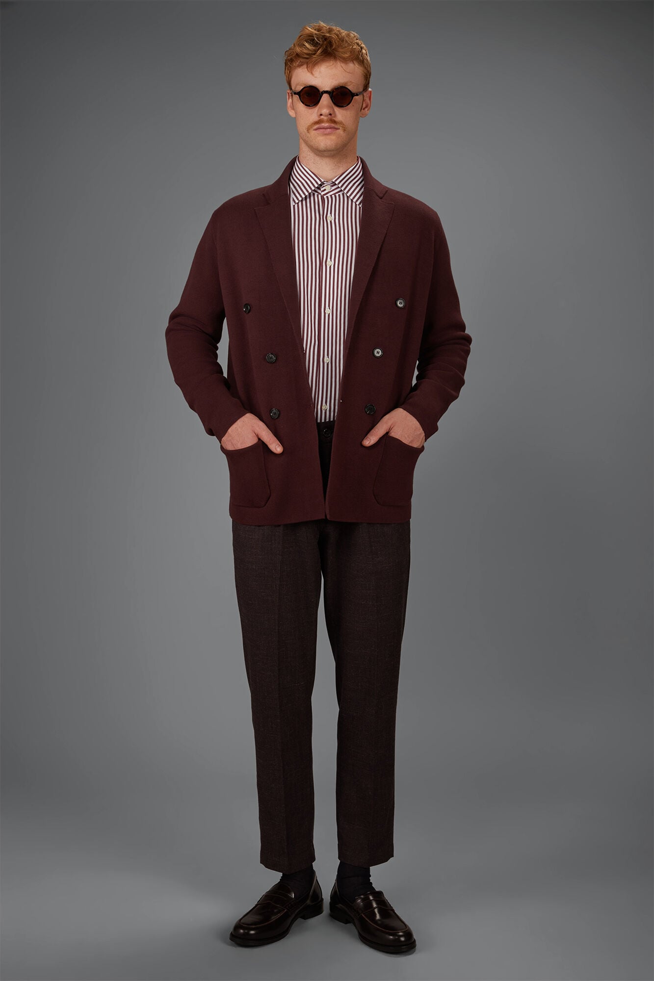 Doppelganger - Cardigan uomo doppiopetto in maglia Punto milano 100% cotone regular fit