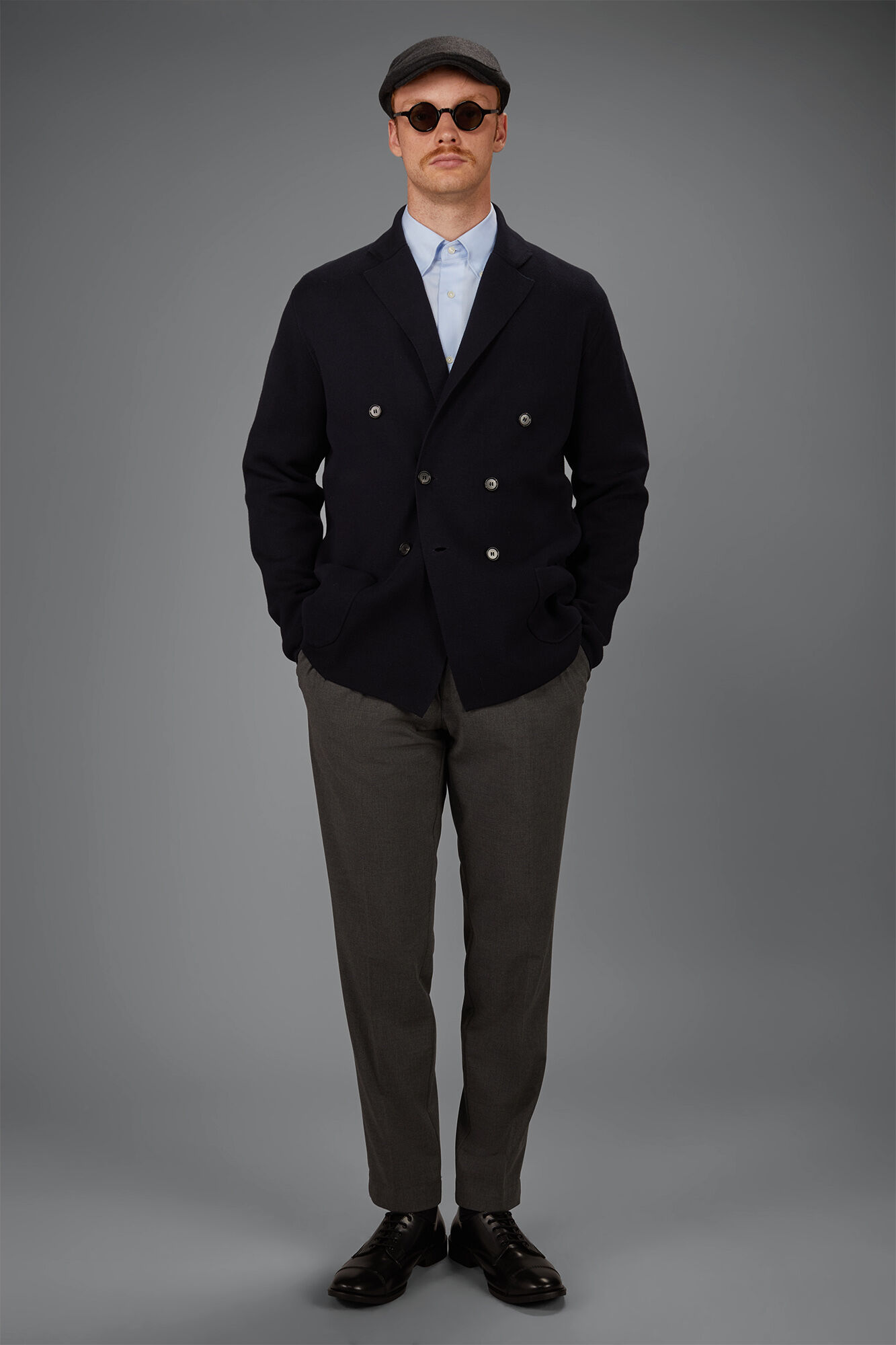 Doppelganger - Cardigan uomo doppiopetto in maglia Punto milano 100% cotone regular fit