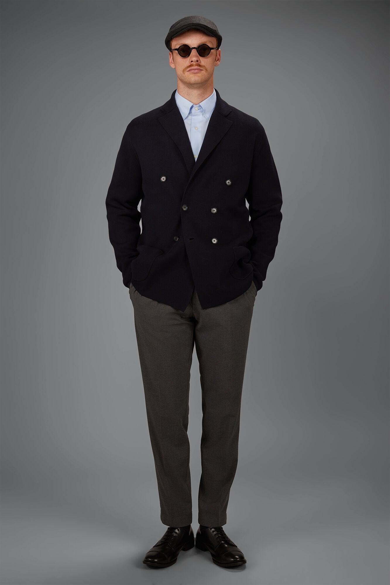 Doppelganger - Cardigan uomo doppiopetto in maglia Punto milano 100% cotone regular fit