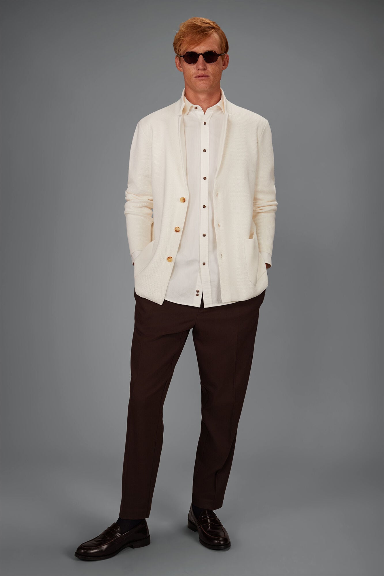 Doppelganger - Cardigan uomo in maglia a nido d'ape in 100% cotone regular fit