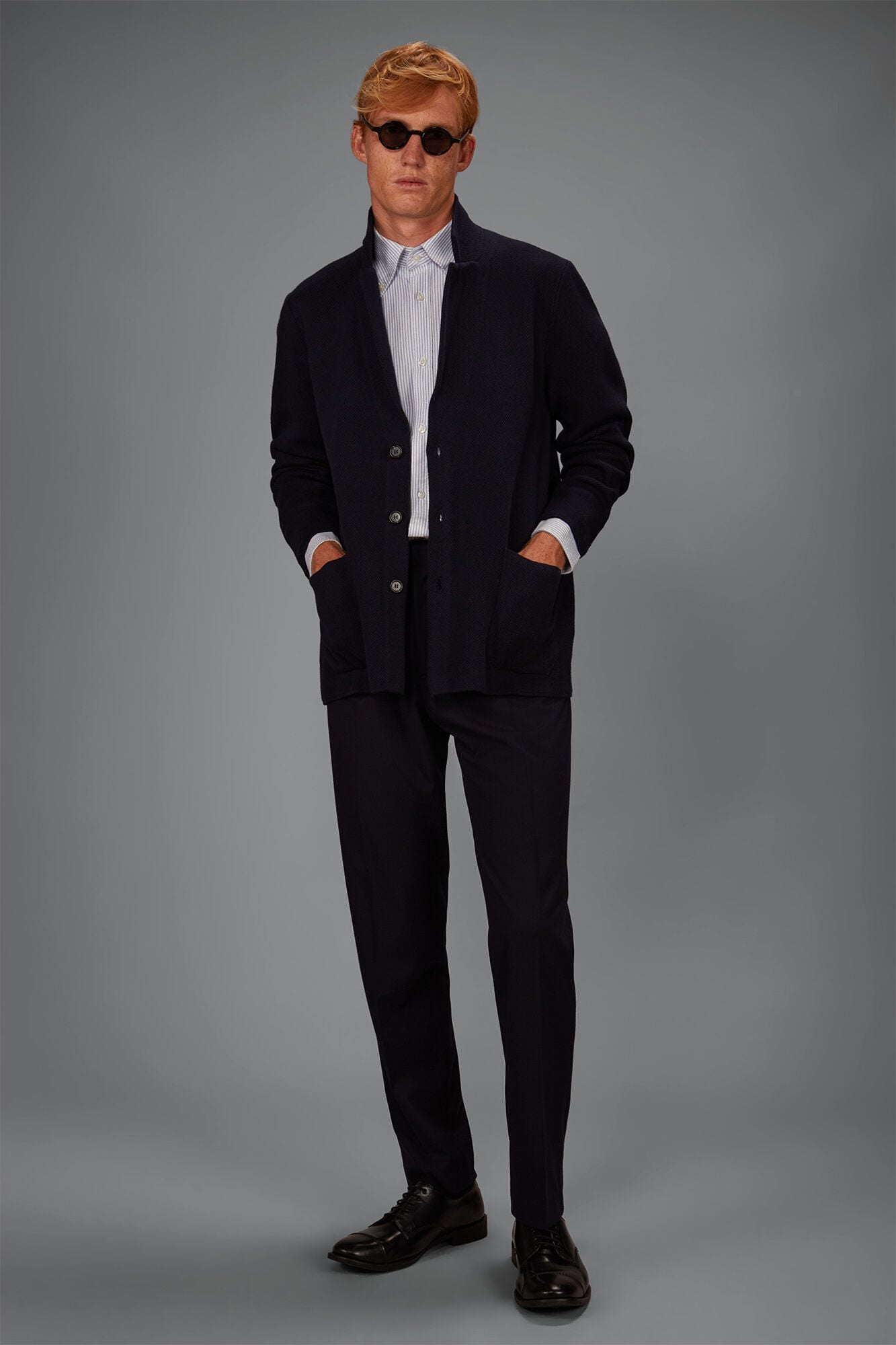 Doppelganger - Cardigan uomo in maglia a nido d'ape in 100% cotone regular fit