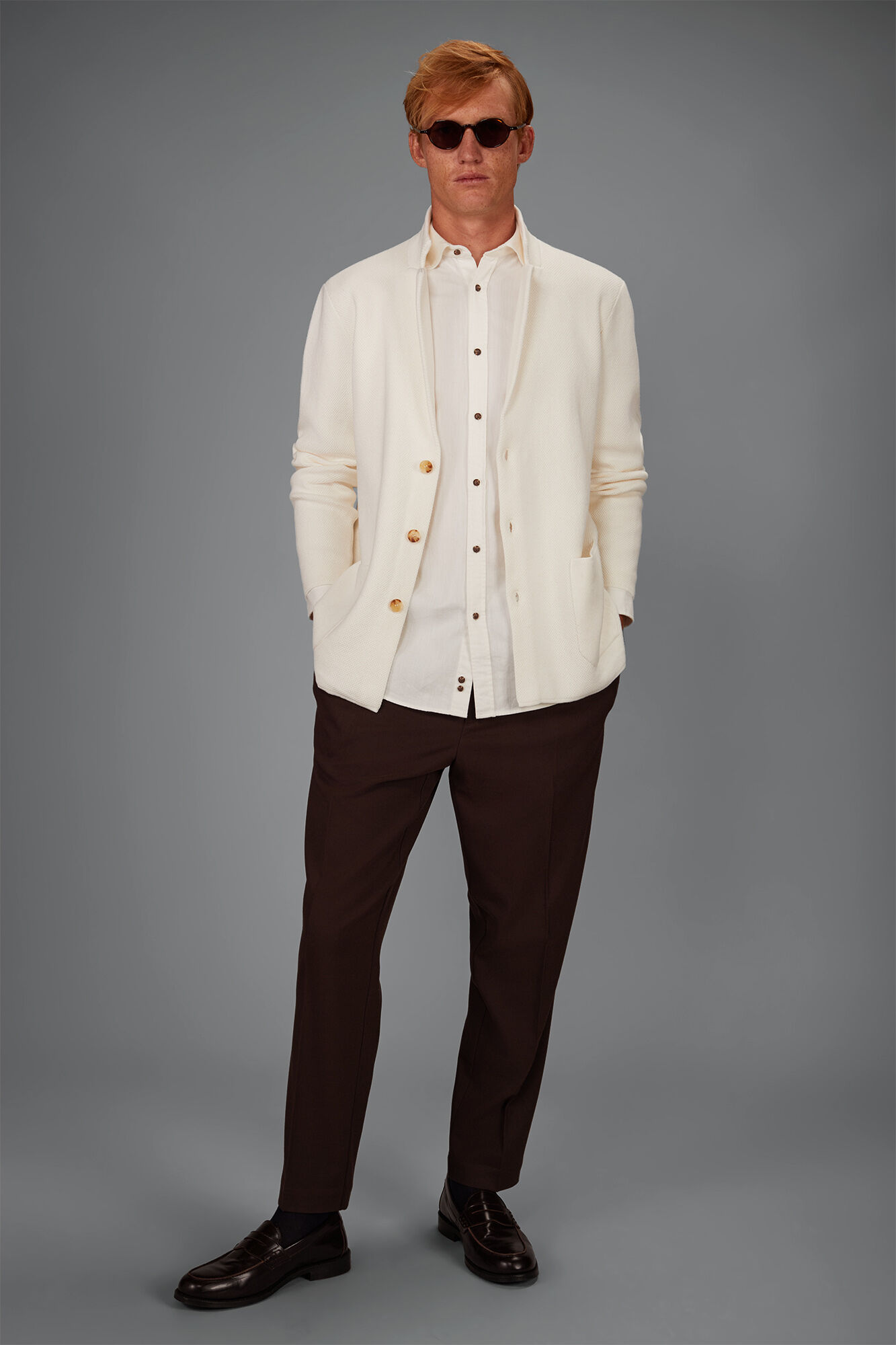 Doppelganger - Cardigan uomo in maglia a nido d'ape in 100% cotone regular fit