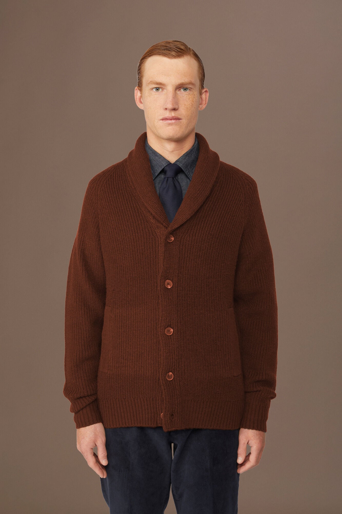 Doppelganger - Cardigan uomo in maglia inglese regular fit