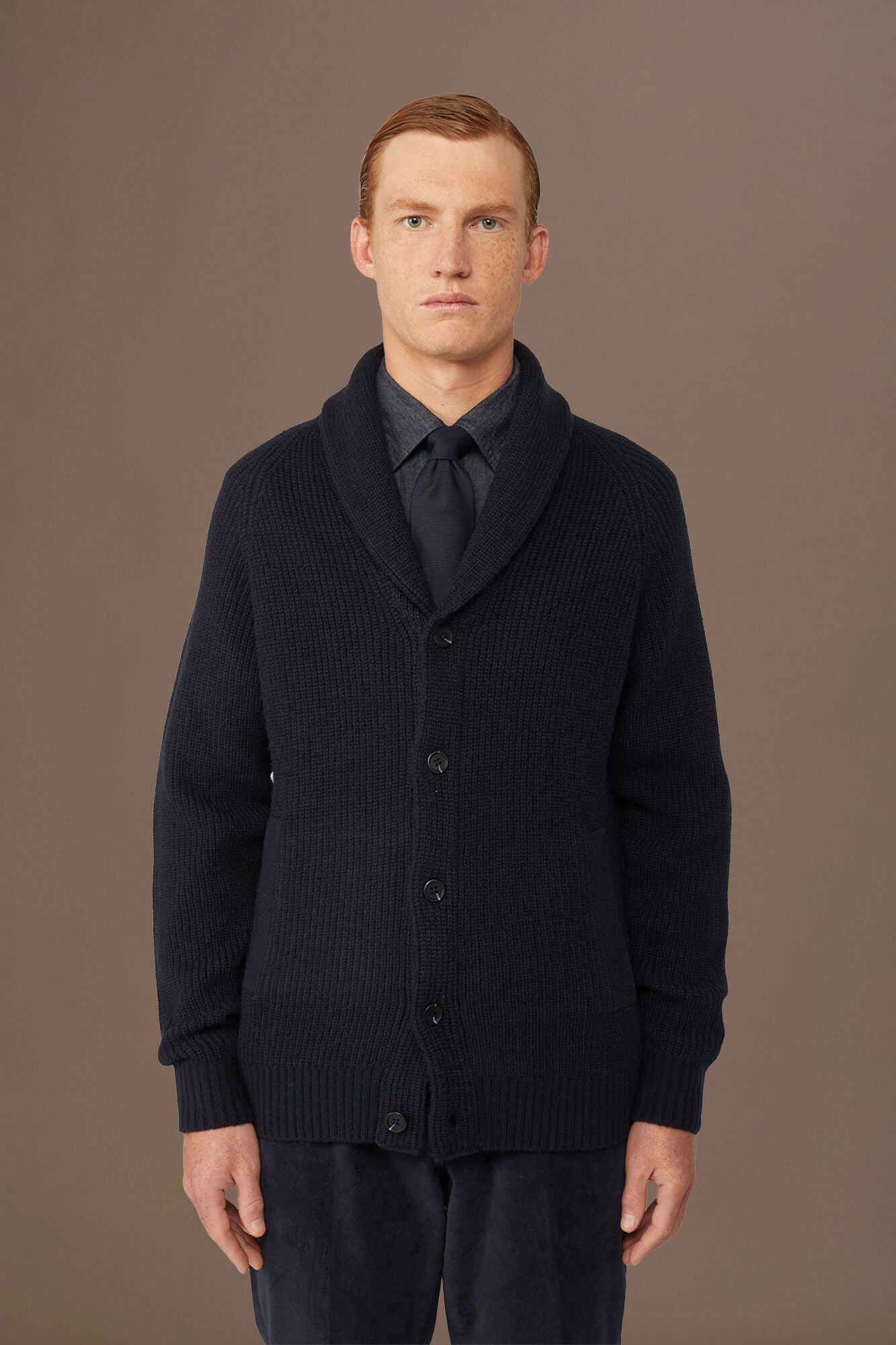 Doppelganger - Cardigan uomo in maglia inglese regular fit