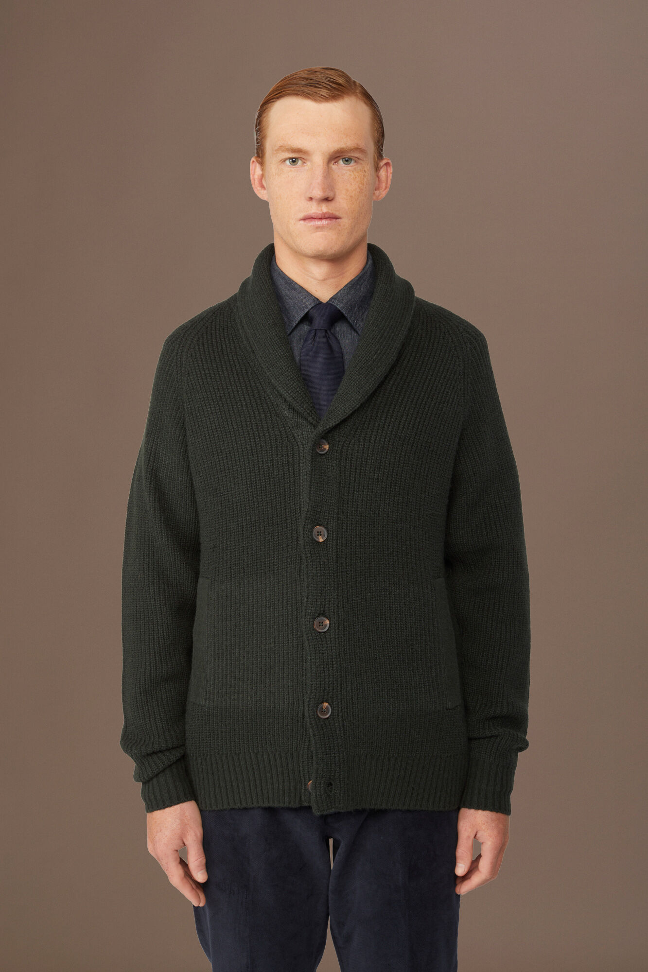 Doppelganger - Cardigan uomo in maglia inglese regular fit