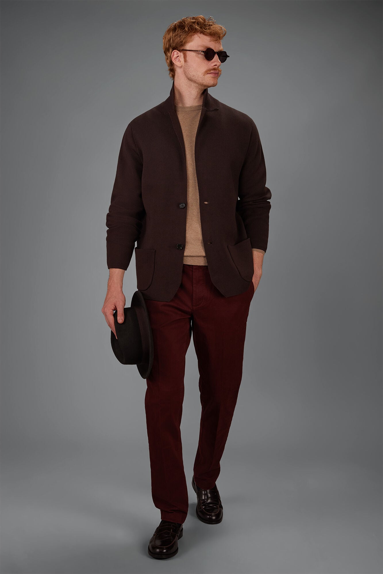 Doppelganger - Cardigan uomo monopetto in maglia Punto Milano 100% cotone regular fit