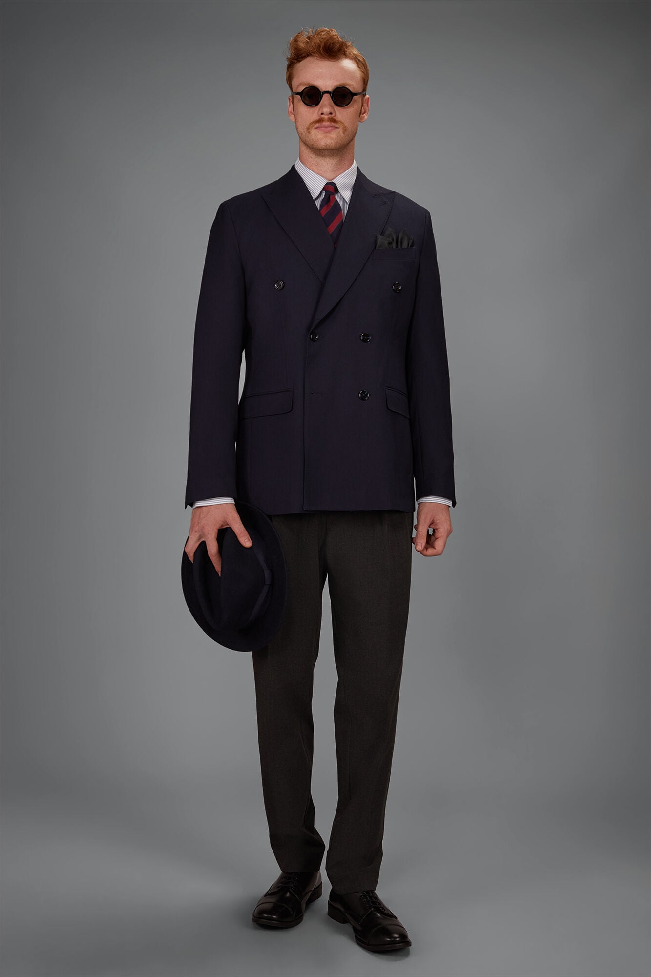 Doppelganger - Giacca uomo doppiopetto foderata in tessuto hopsack regular fit