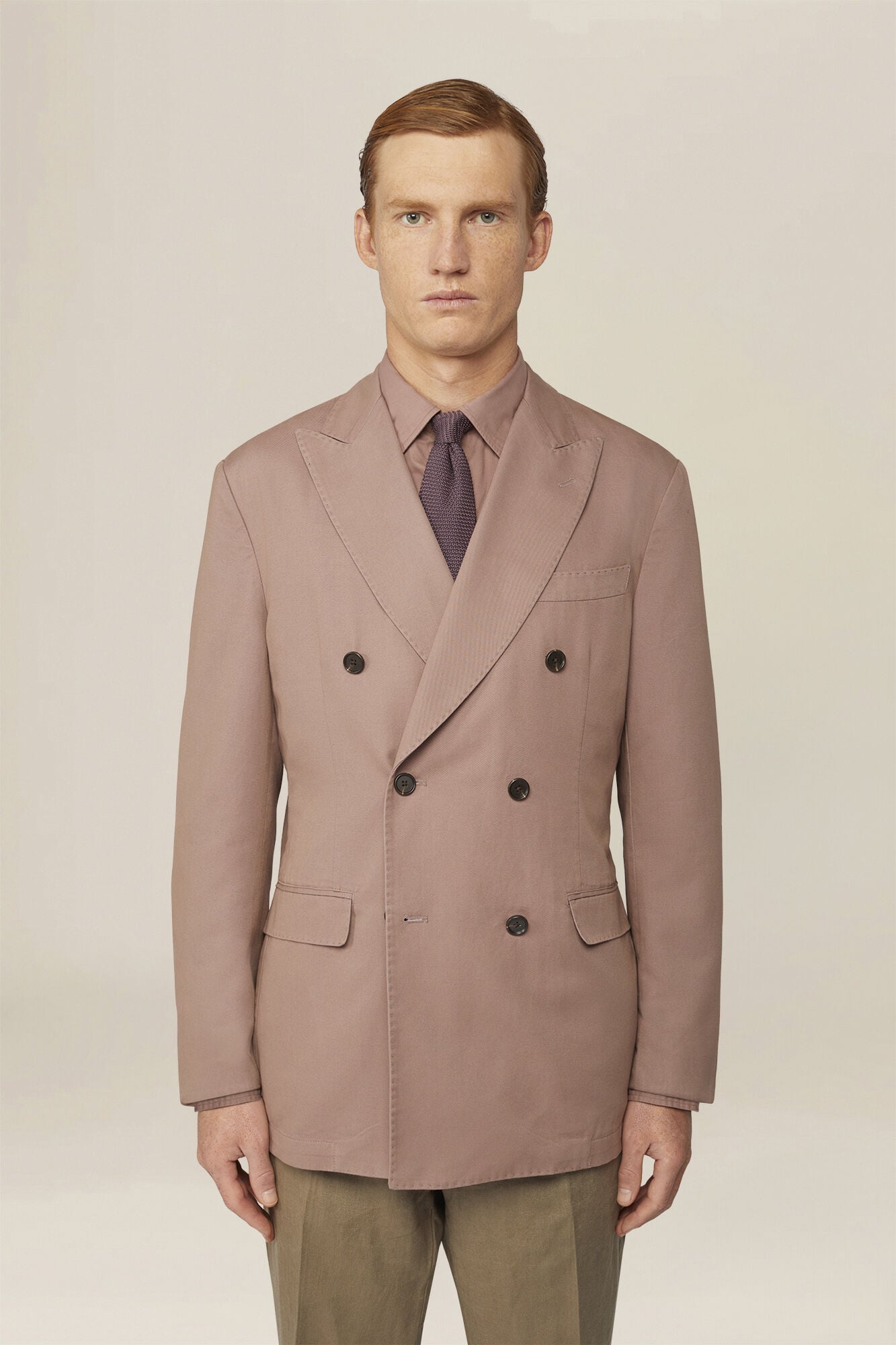 Doppelganger - Giacca uomo doppiopetto sfoderata in tessuto twill regular fit