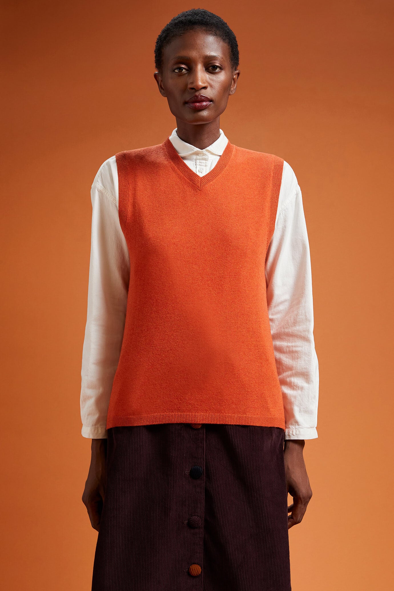 Doppelganger - Gilet donna in maglia con scollo a v misto lana e cachemire regular fit