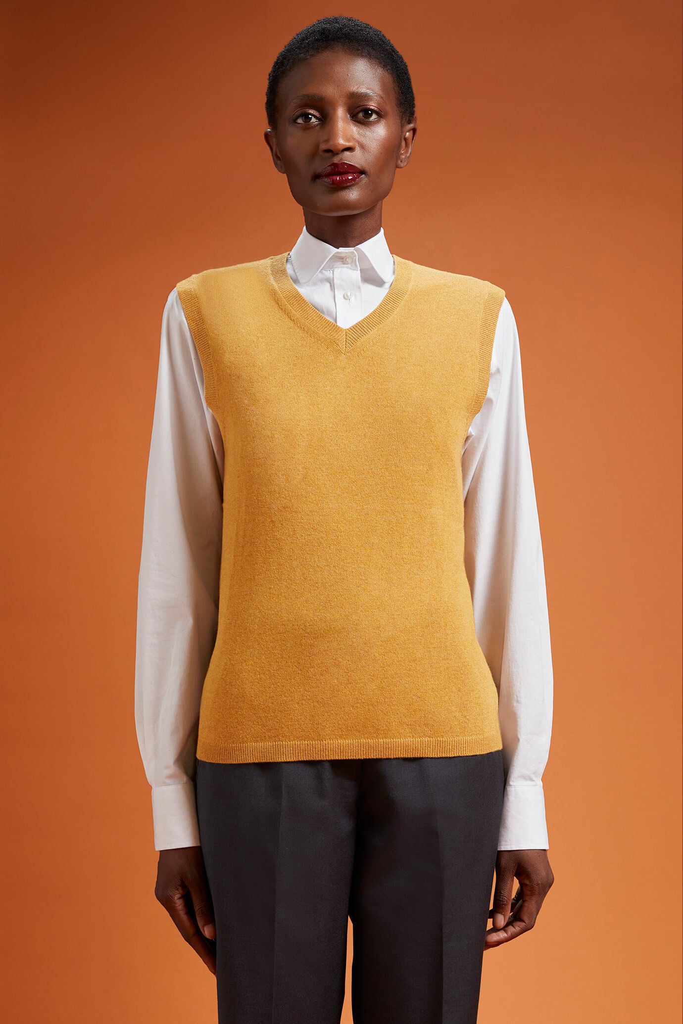 Doppelganger - Gilet donna in maglia con scollo a v misto lana e cachemire regular fit