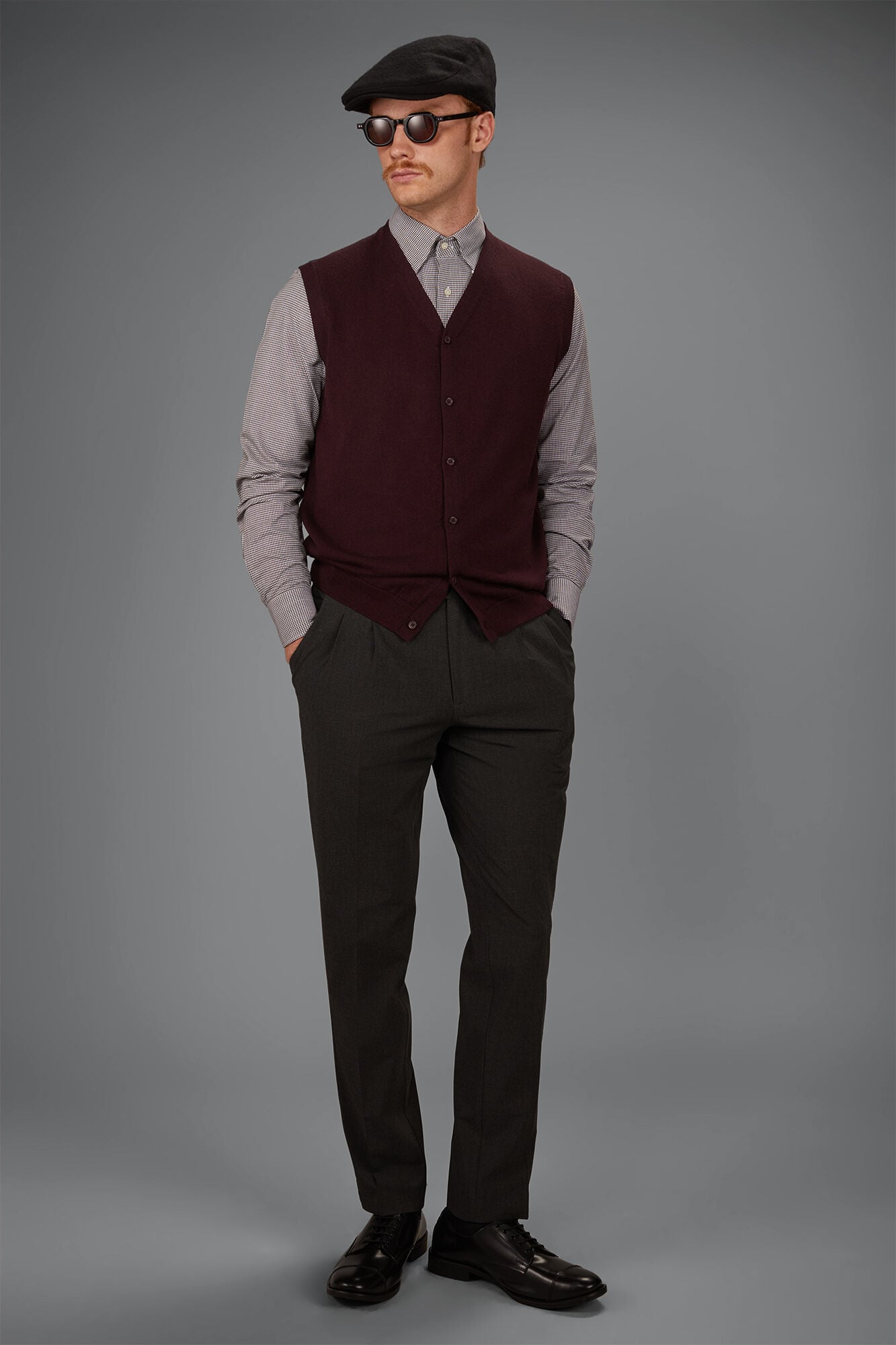Doppelganger - Gilet uomo con bottoni in 100% lana merino regular fit