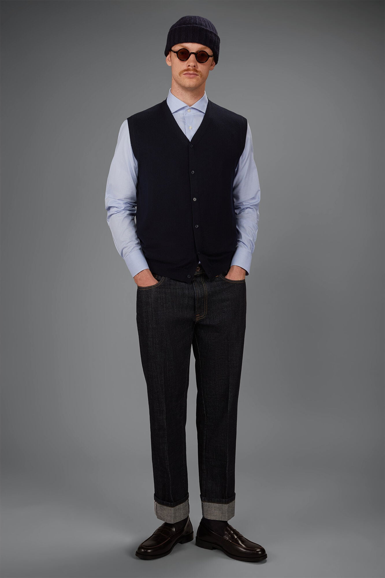 Doppelganger - Gilet uomo con bottoni in 100% lana merino regular fit