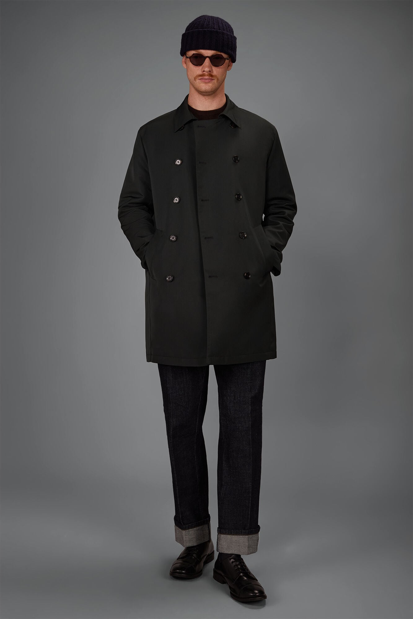 Doppelganger - Impermeabile uomo doppiopetto in tessuto tecnico regular fit Doppelganger - Impermeabile uomo doppiopetto in tessuto tecnico regular fit