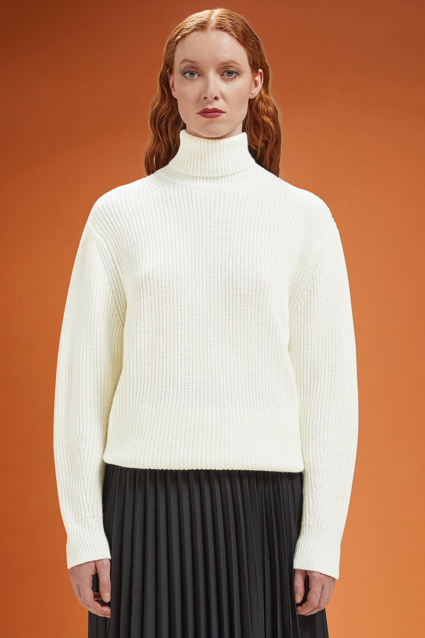 Doppelganger - Maglia donna a collo alto in costa inglese regular fit