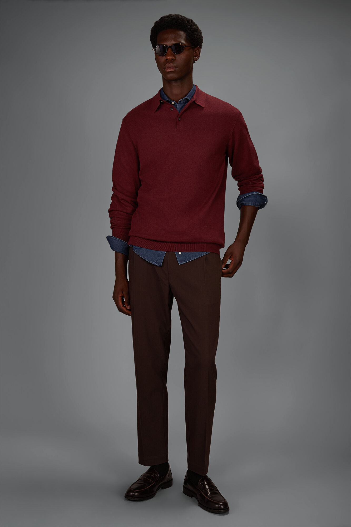 Doppelganger - Maglia polo uomo in misto lana e cotone regular fit