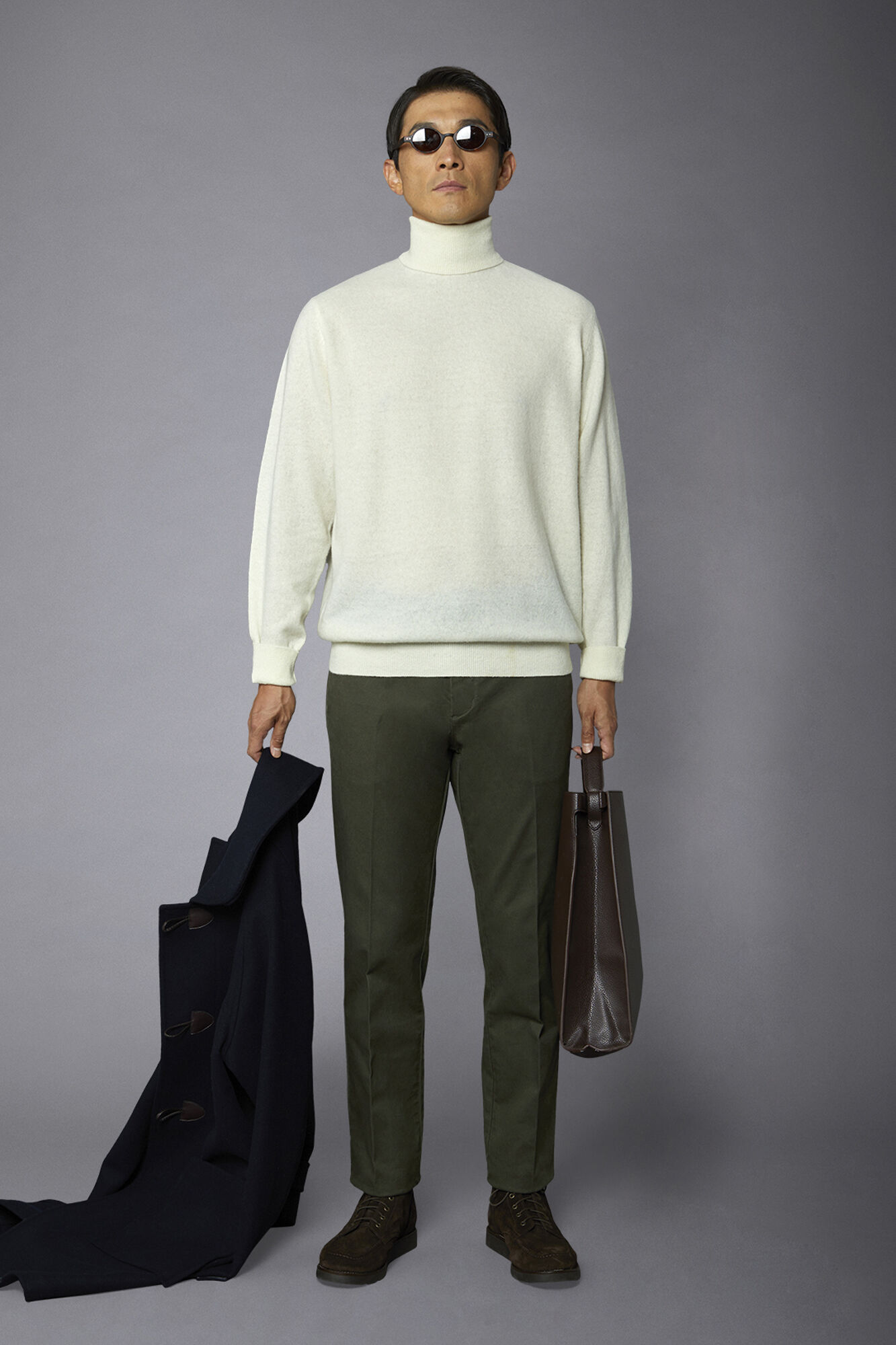 Doppelganger - Maglia uomo collo alto in misto lana lambswool regular fit