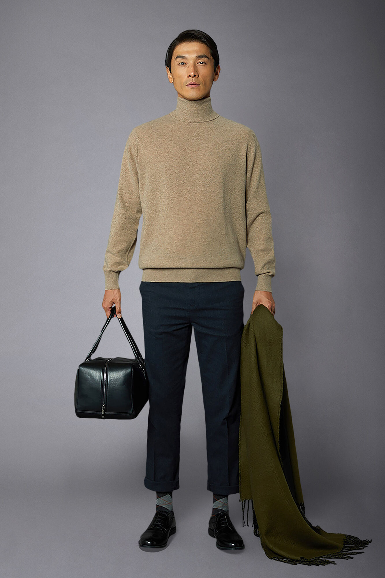 Doppelganger - Maglia uomo collo alto in misto lana lambswool regular fit