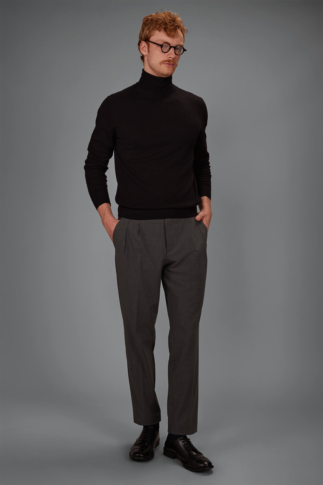 Doppelganger - Maglia uomo collo alto lana e cotone regular fit