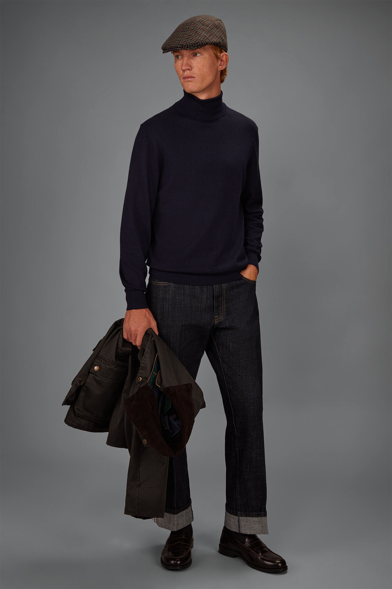 Doppelganger - Maglia uomo collo alto lana e cotone regular fit