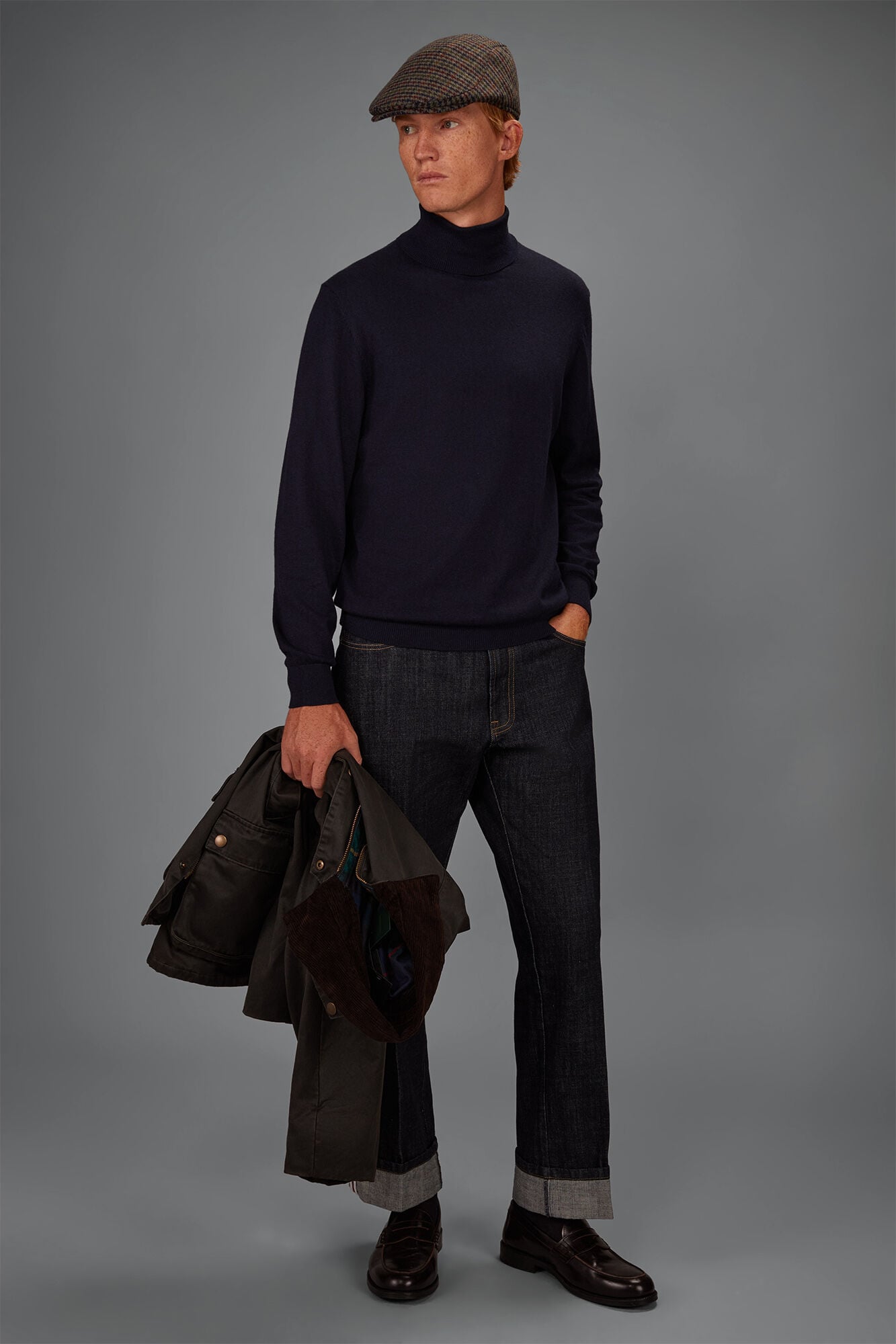 Doppelganger - Maglia uomo collo alto lana e cotone regular fit