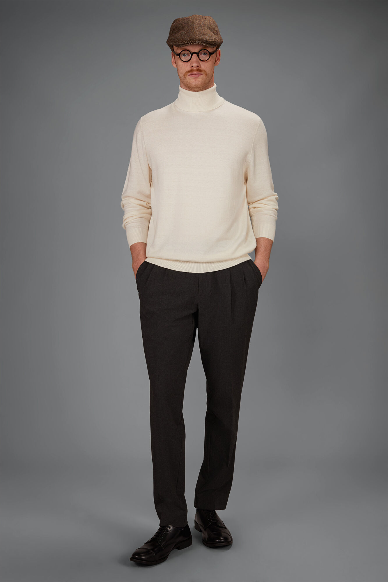 Doppelganger - Maglia uomo collo alto lana e cotone regular fit