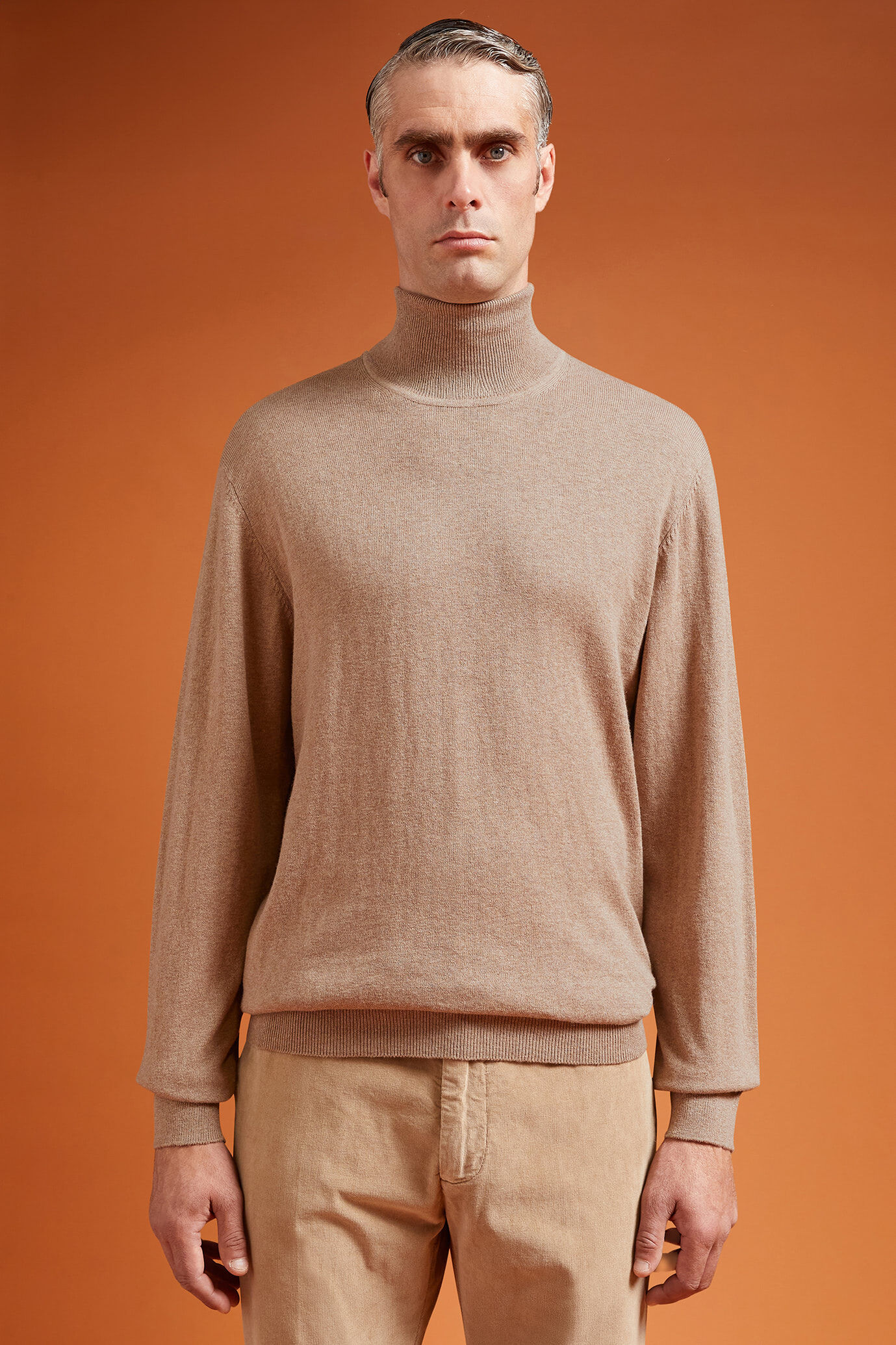 Doppelganger - Maglia uomo collo alto lana e cotone regular fit
