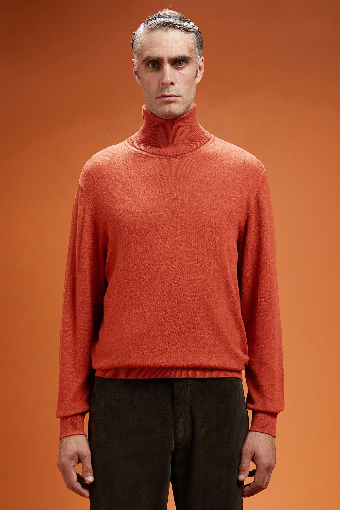 Doppelganger - Maglia uomo collo alto lana e cotone regular fit