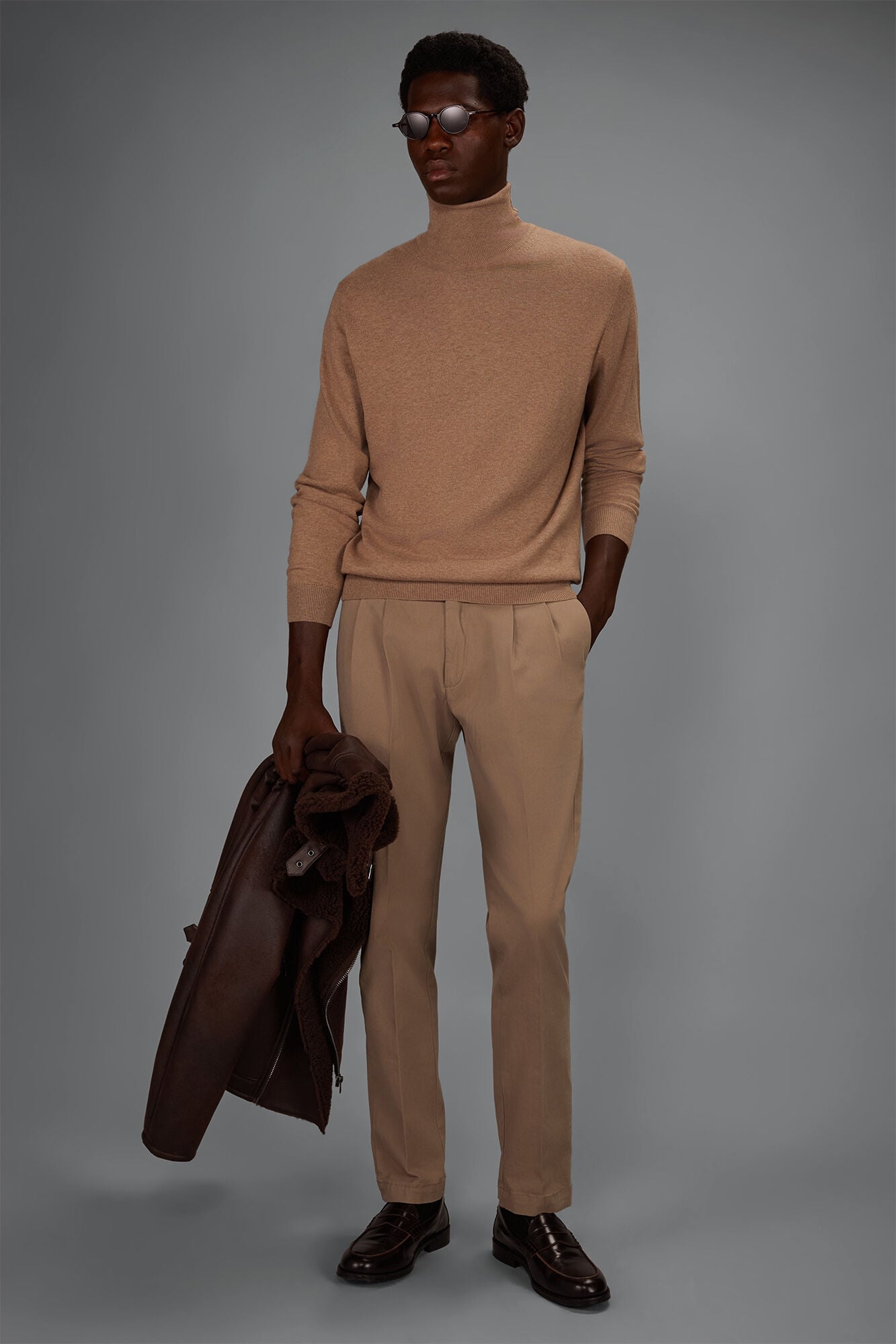 Doppelganger - Maglia uomo collo alto lana e cotone regular fit