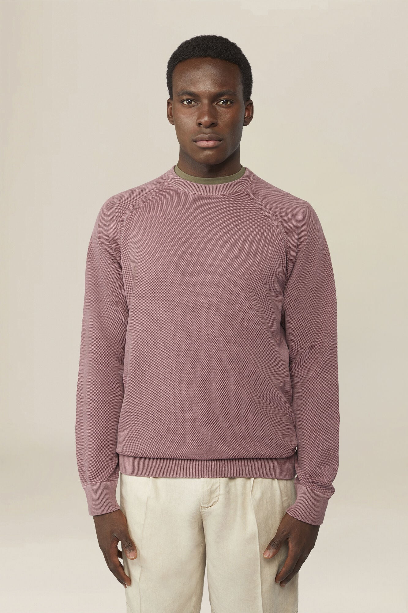 Doppelganger - Maglia uomo girocollo 100% cotone con trama in rilievo