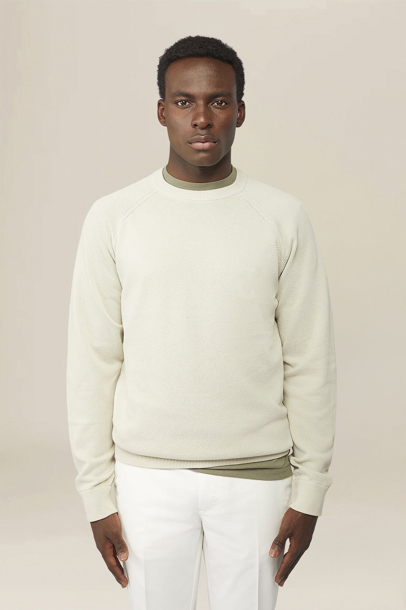 Doppelganger - Maglia uomo girocollo 100% cotone con trama in rilievo