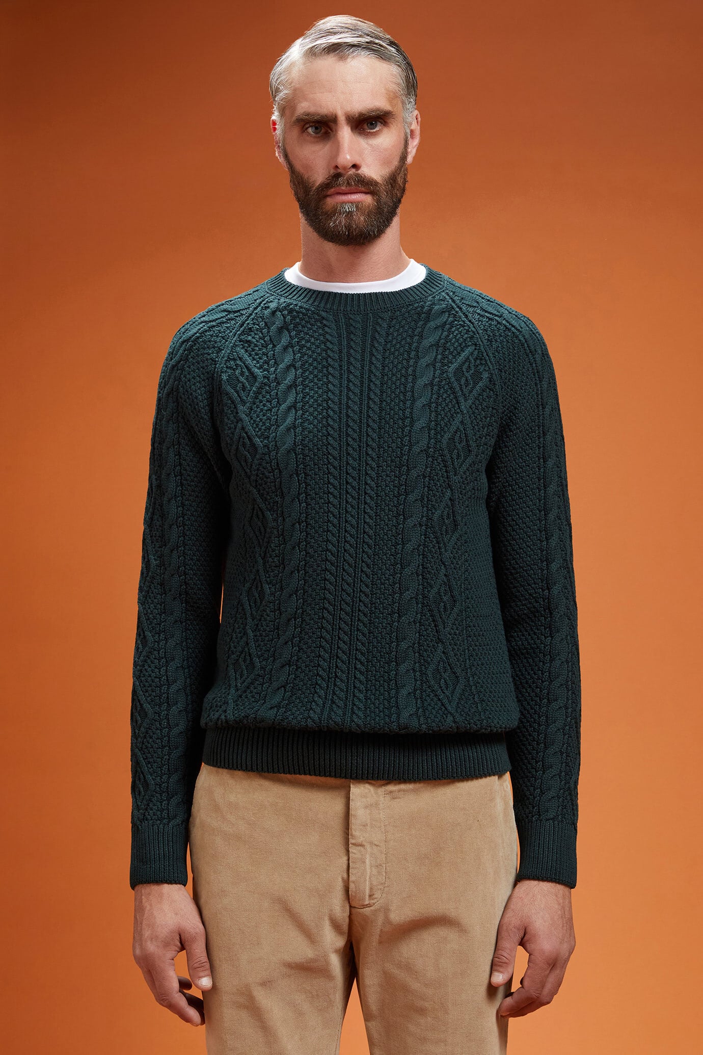 Doppelganger - Maglia uomo girocollo 100% cotone lavorazione intrecciata regular fit