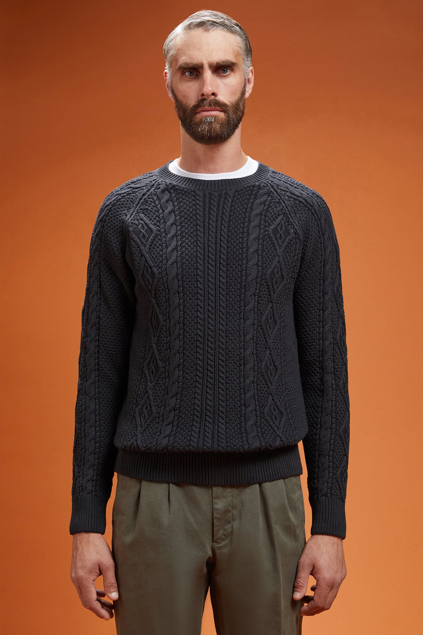 Doppelganger - Maglia uomo girocollo 100% cotone lavorazione intrecciata regular fit