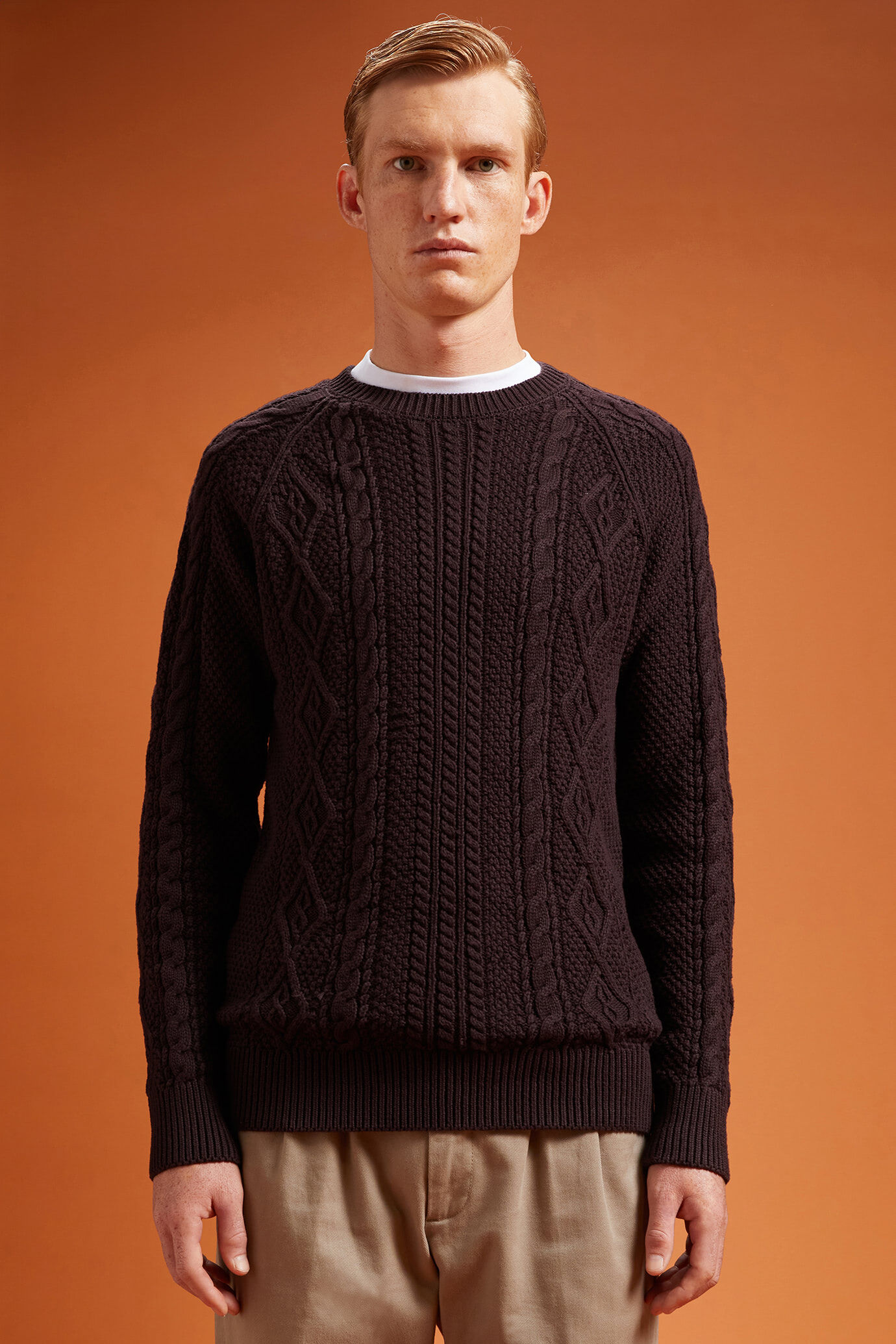 Doppelganger - Maglia uomo girocollo 100% cotone lavorazione intrecciata regular fit